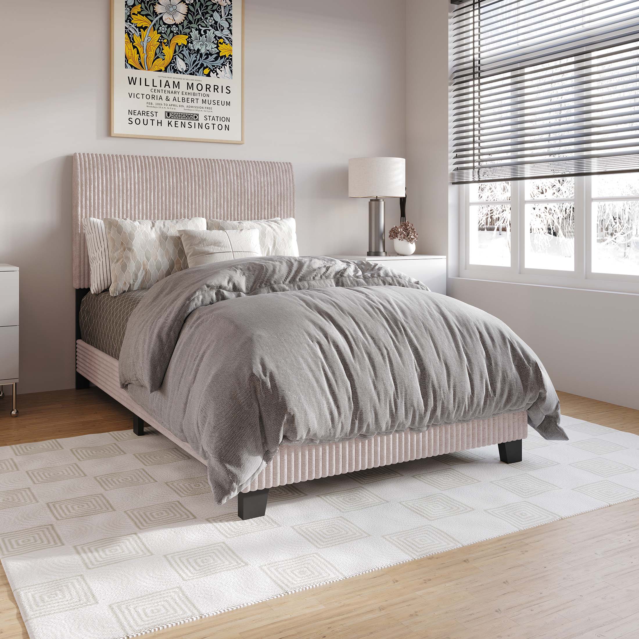 CasePiece C8453TUB-LPK-VV Light Pink Twin Wood Upholstered Bed
