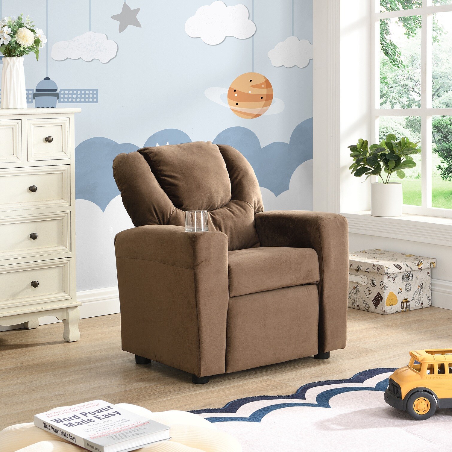 Watnature 21.3 x 16.9 x 26.4 in Recliner featuring Brown Velvet with