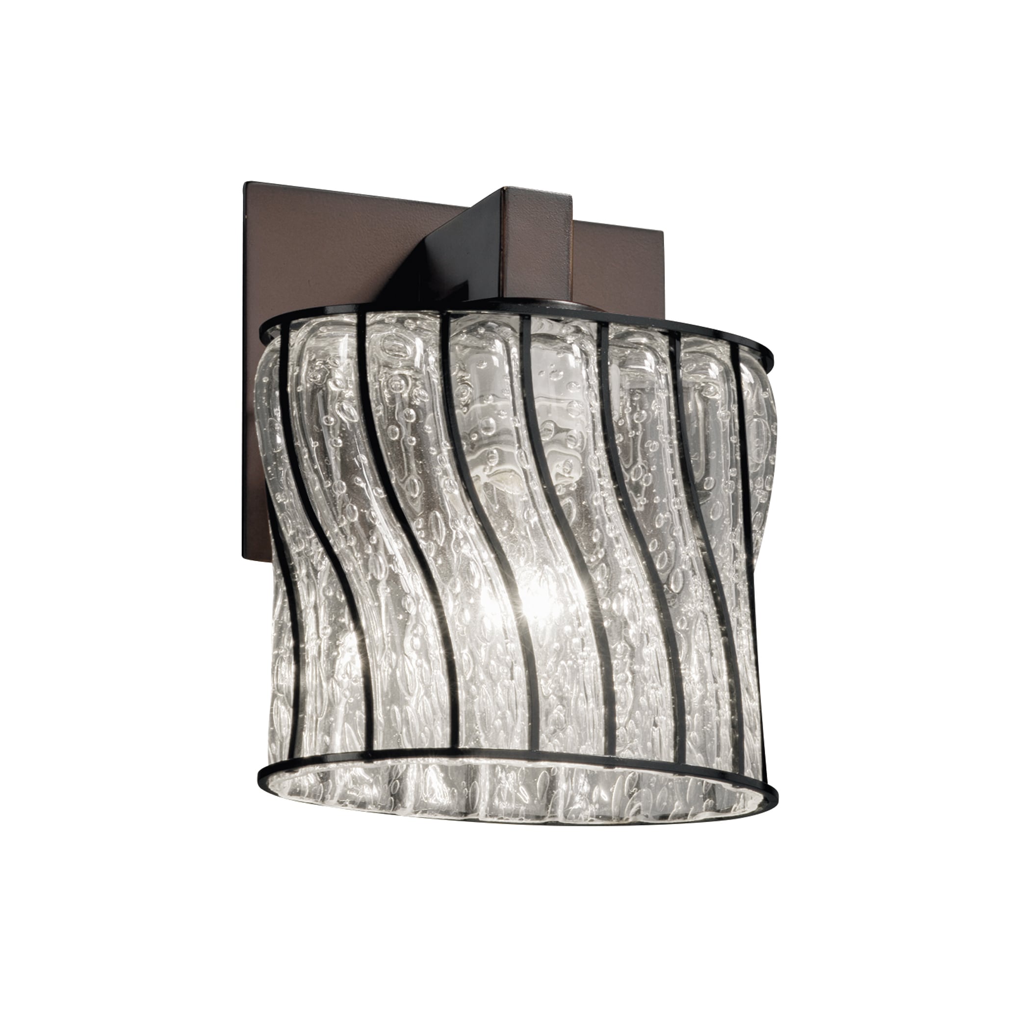 Justice Design Group WGL-8931-30-SWCB-DB Wire Glass 6.5-in 1-Light Dark Bronze Transitional Wall Sconce