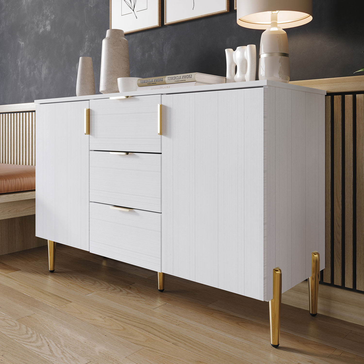 CasePiece C7027SB-WT Contemporary/Modern White Sideboard