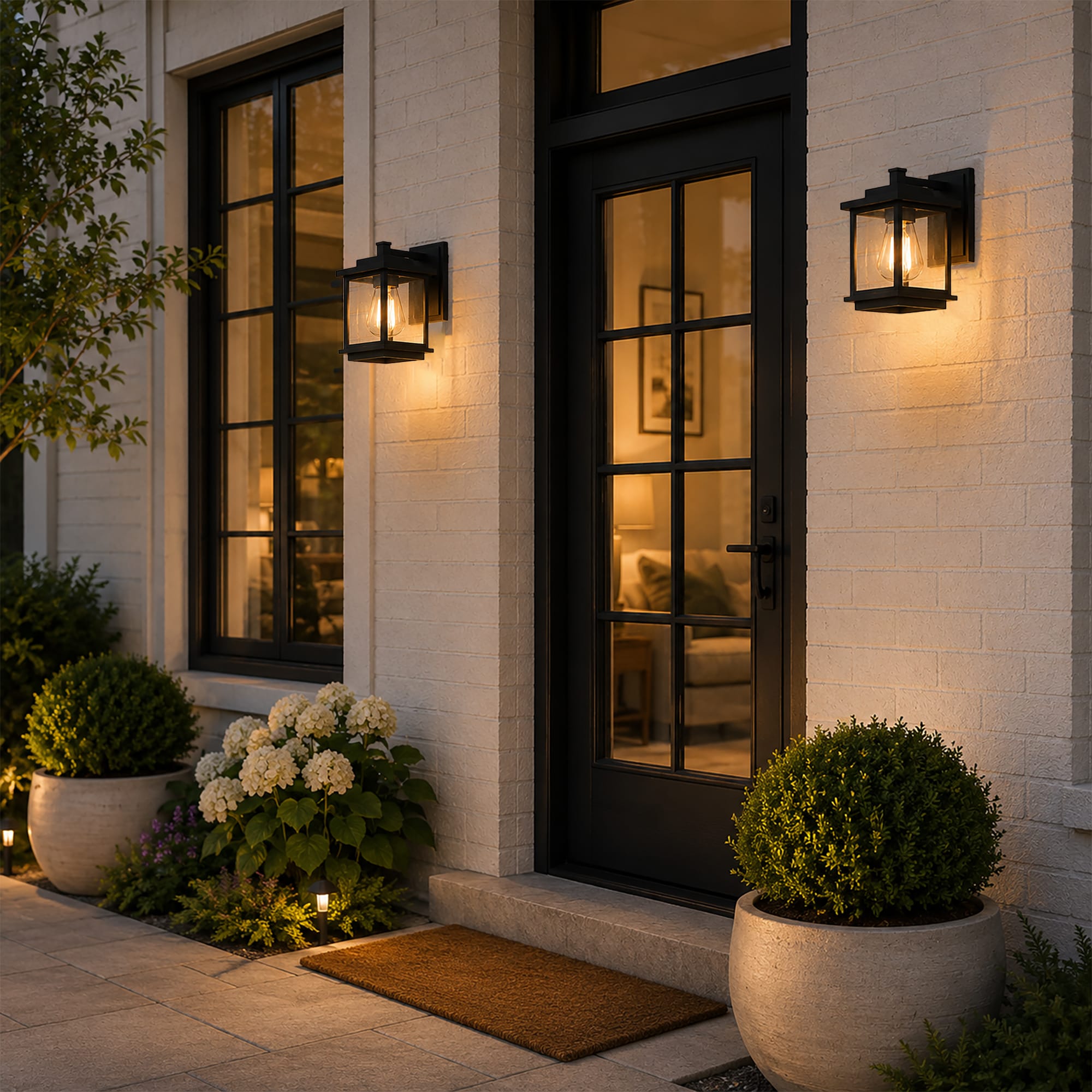 LNC Sabrina 1-Light 10.6-in H Matte Black LED Outdoor Wall Light