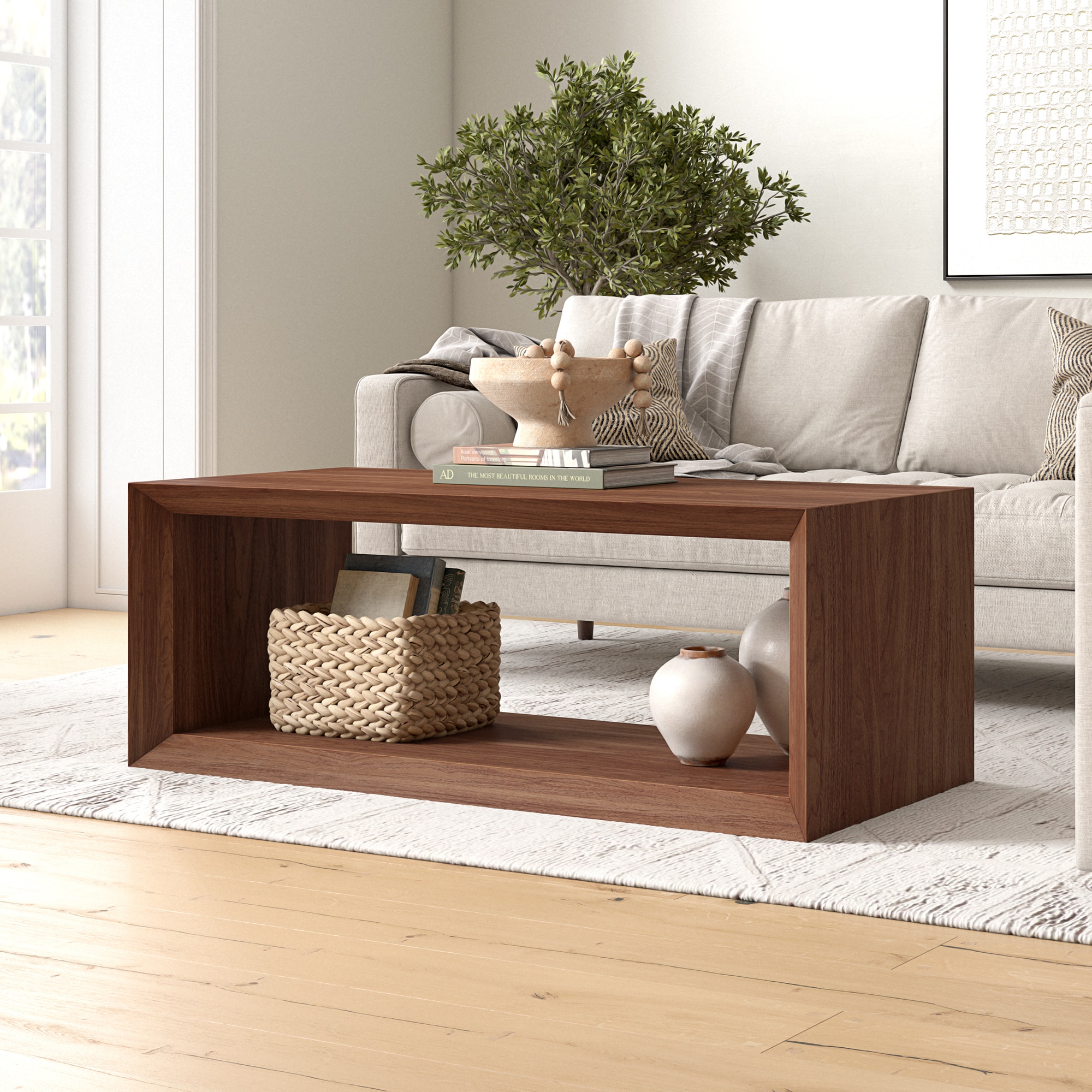 Hailey Home CT2340 Osmond Satin Walnut MDF Modern Coffee Table