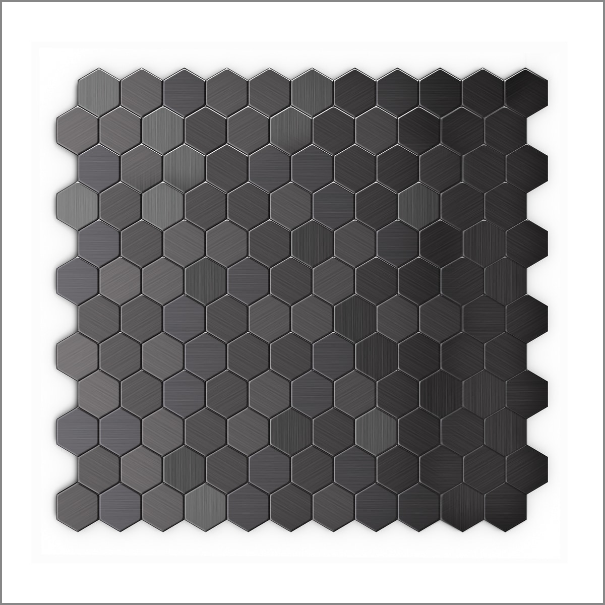 SpeedTiles ID100HSB043/BX6 3X Faster Black 11-in x 12-in Brushed Metal Patterned Hexagon Mosaic Wall Tile (5.12-sq. ft/ Carton)