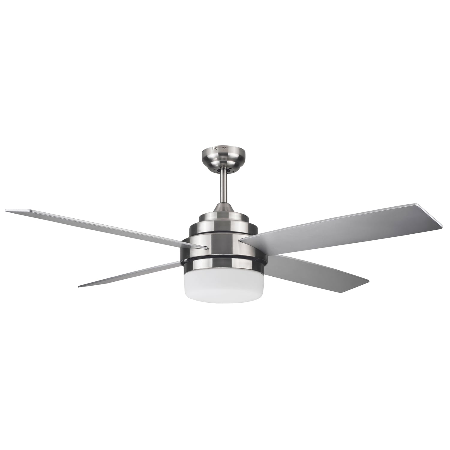 Design House 157354 Cali 52-in Downrod or Flush Mount Brushed Nickel with Silver Blades Ceiling Fan With Light ( 4 -Blade )