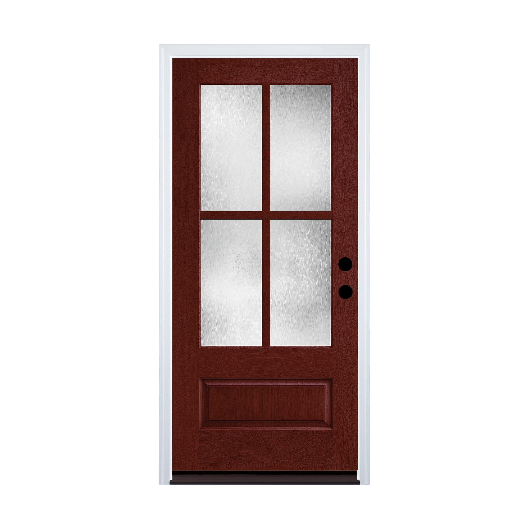 Therma-Tru 36-in x 80-in Fiberglass 3/4 Lite Stained Prehung Front Door with Brickmould Insulating Core