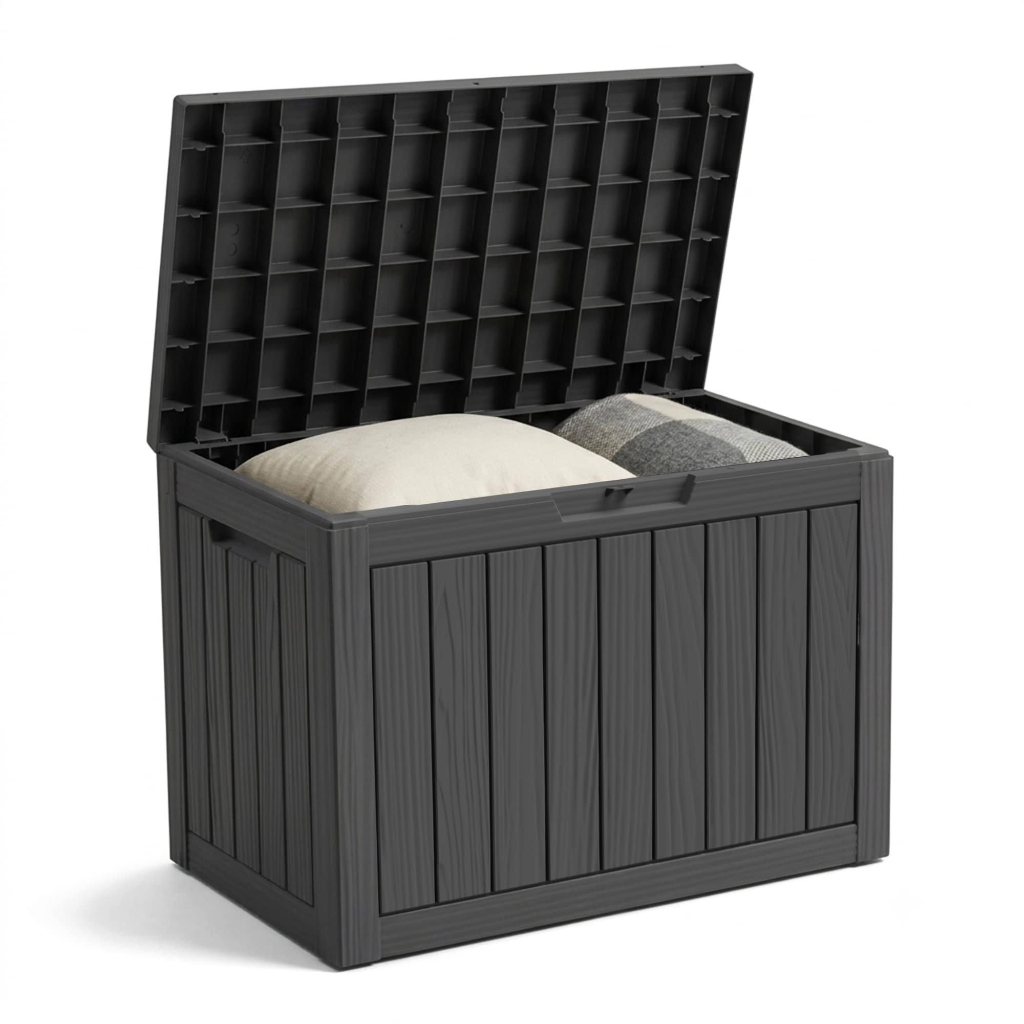 Decksplore - 50 Gallon Outdoor Storage Box Resin Waterproof UV Resistant Deck Box Reinforced Stab...
