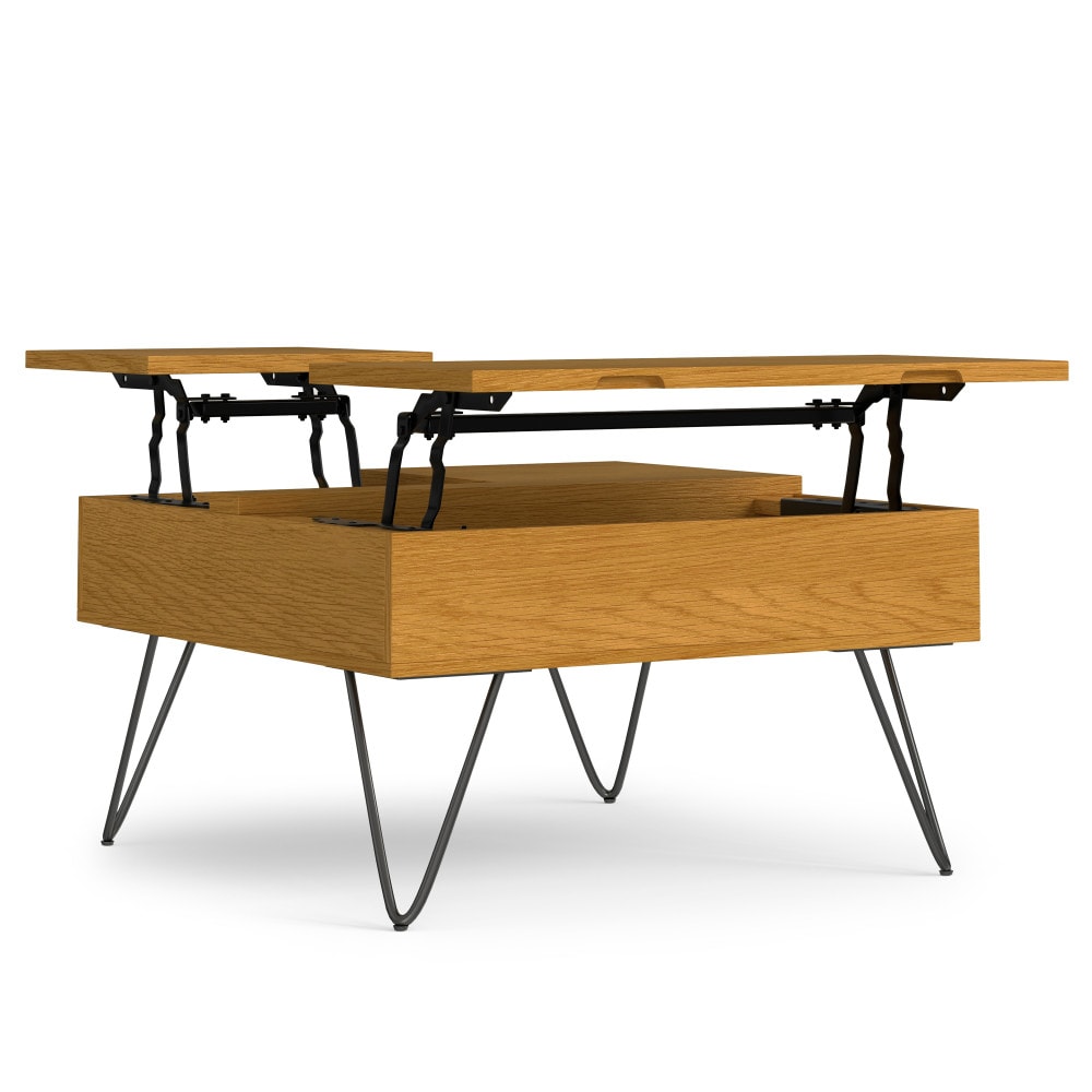 Simpli Home AXCHUN-04-OAK Hunter Polished Oak Wood Modern Coffee Table