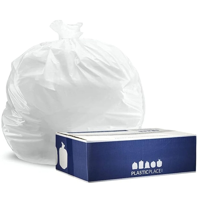 Plasticplace 30-Gallons White Plastic Kitchen Twist Tie Trash Bag (200-Count)  in the Trash Bags department at