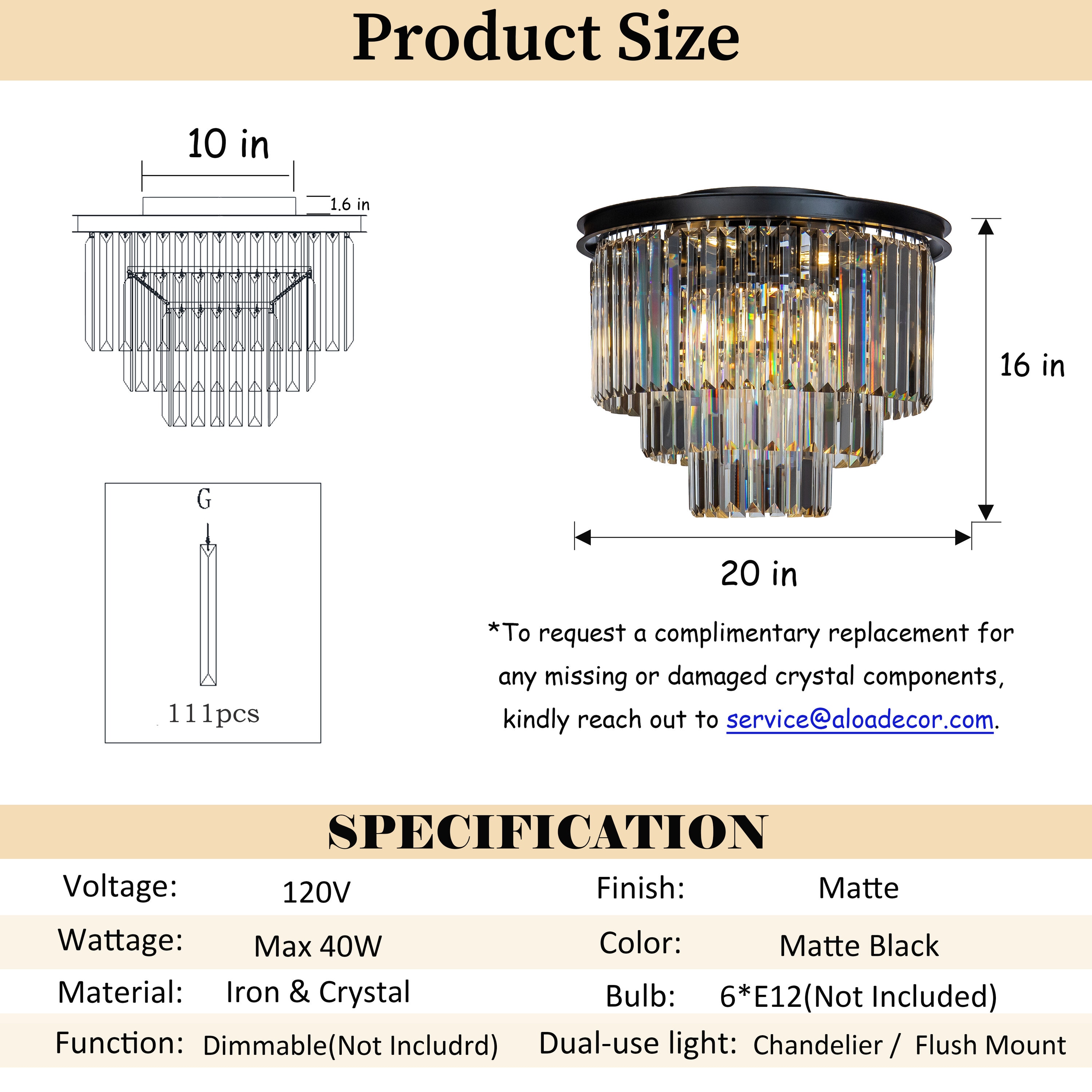 AloaDecor Lighting 7042D50BK b090015 - View #3