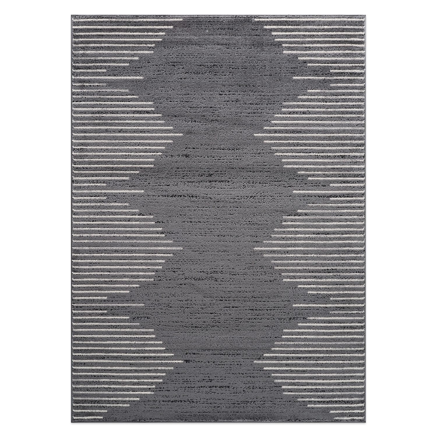 World Rug Gallery 385DARKGRAY8X10 8 x 10 (ft) Loomed Polypropylene Gray Rectangular Indoor Stripe Bohemian/Eclectic Area rug