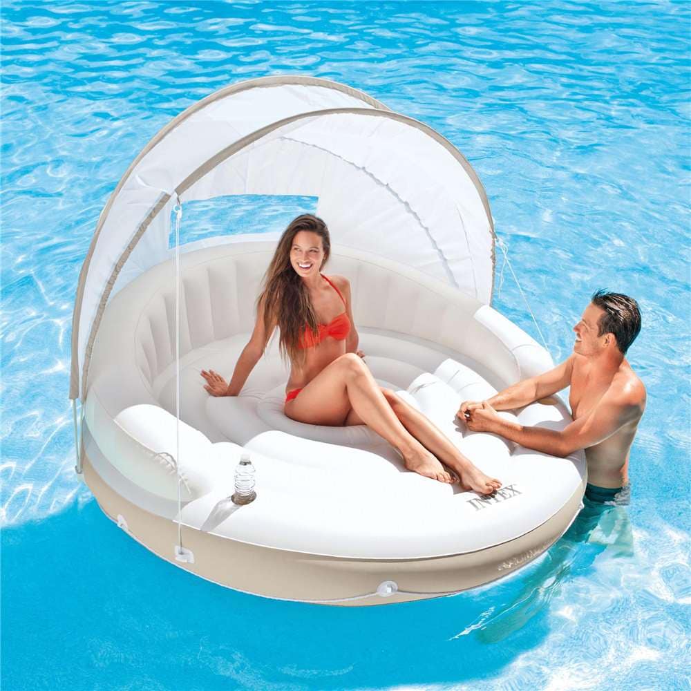 Aqua Inflatable/Foam Fold-and-Go Travel Pool Float/Lounger, Tropical, 71 x  27-in