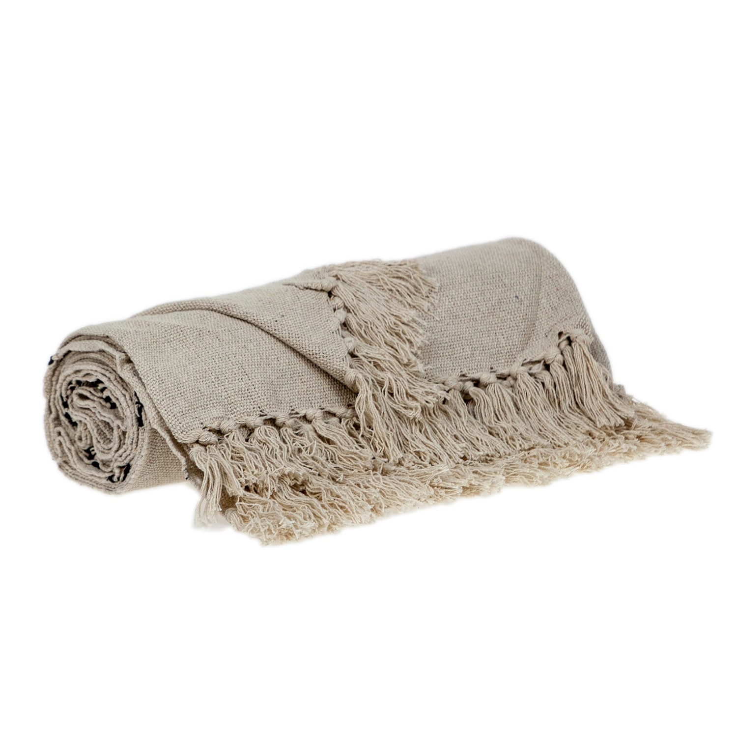HomeRoots 4000476211 Beige and Black 52-in x 60-in Cotton Blanket