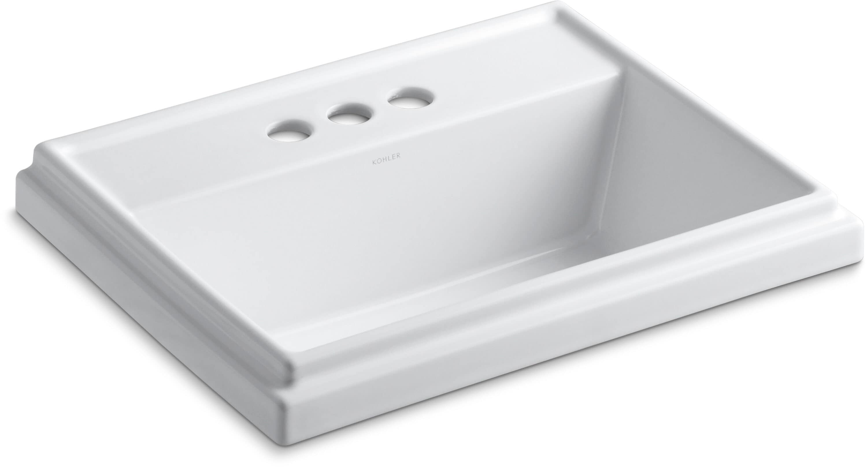 KOHLER 2991-4-0 Tresham Vitreous China 16-in Drop-in Rectangular White Bathroom Sink
