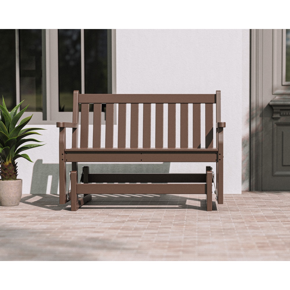 POLYWOOD TGG48MA Traditional Garden 2 -person Mahogany HDPE Outdoor Glider