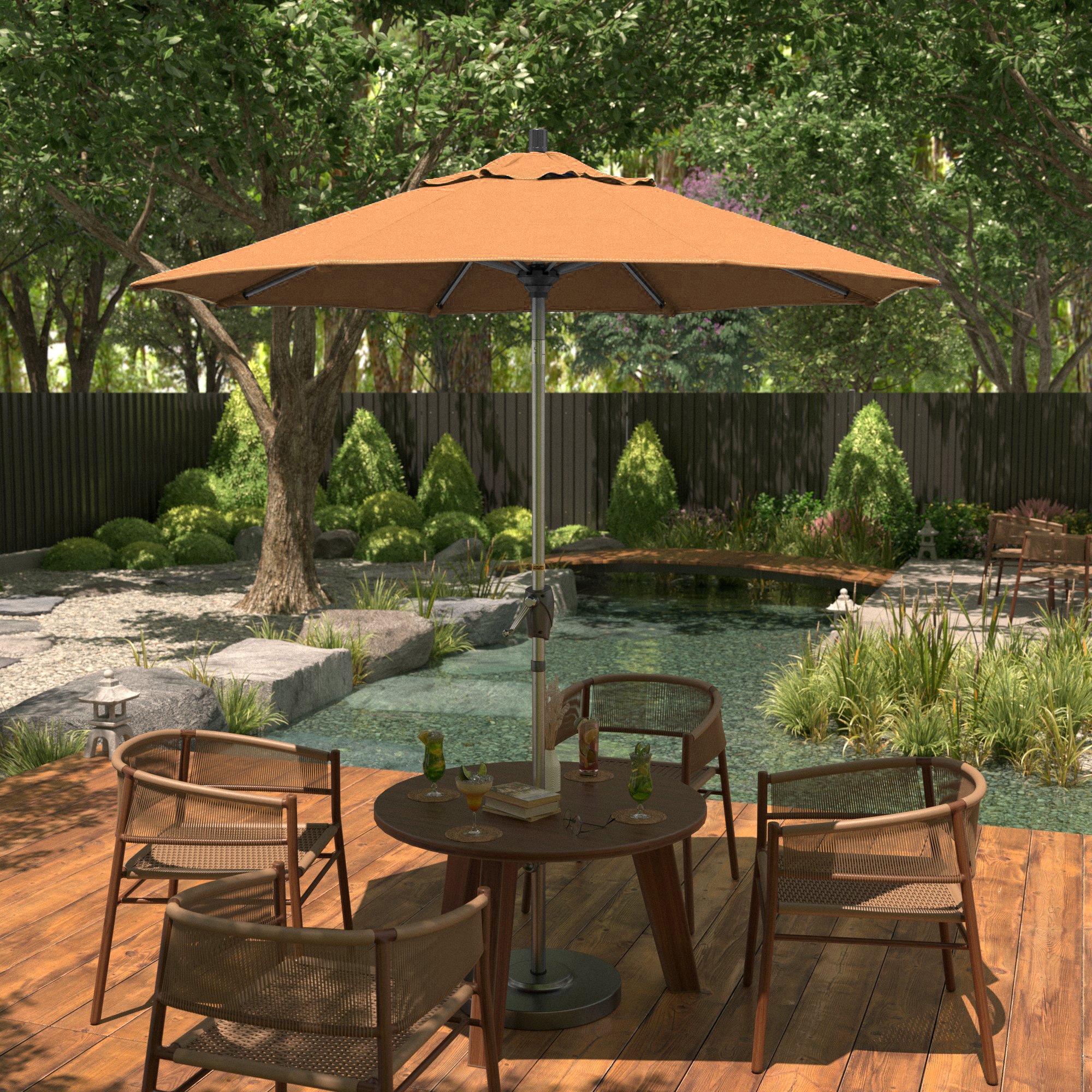 7.5 ft. Orange Aluminum Market Patio Umbrella with Crank Lift