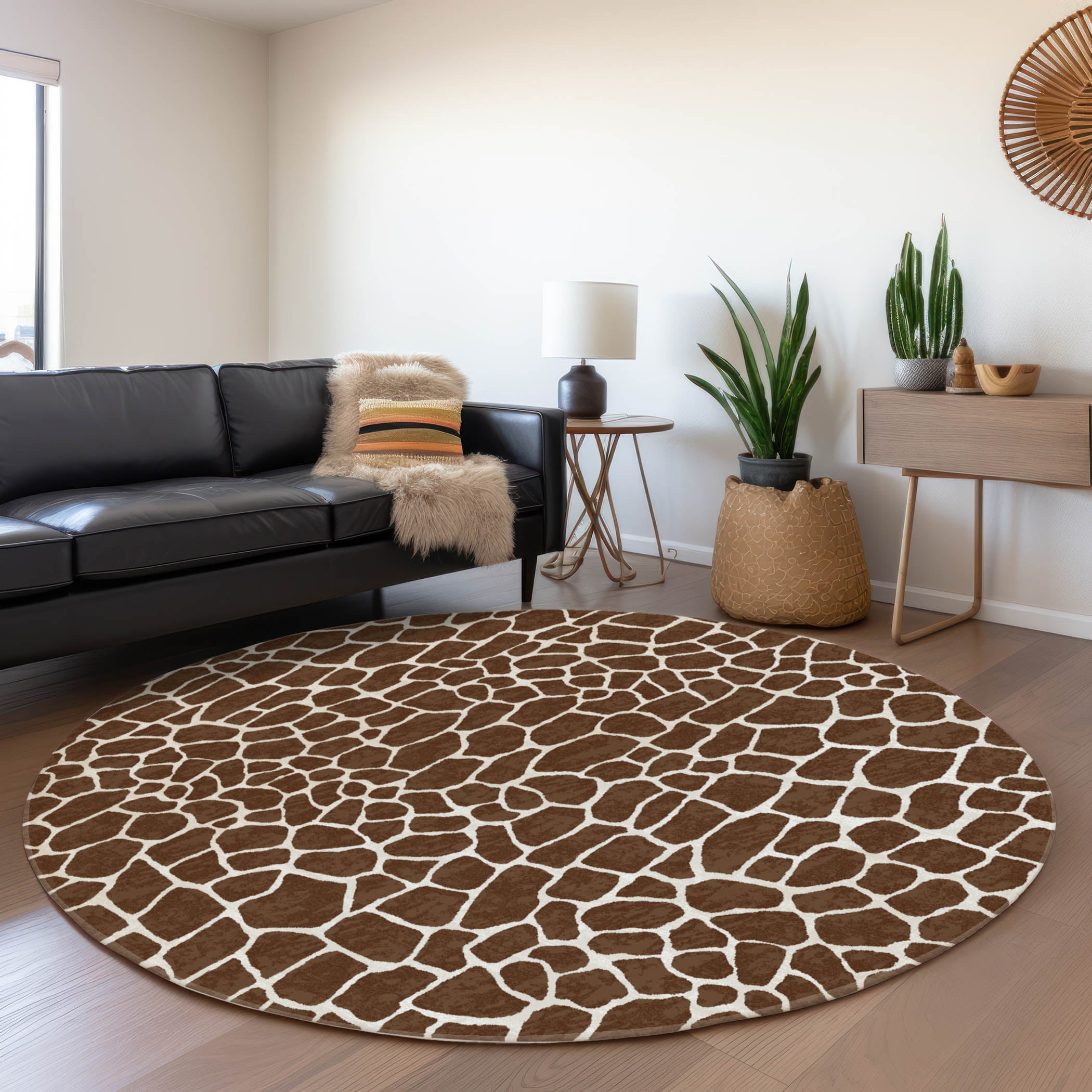Addison Rugs AMF45CO8RO Mayfield AMF45CO 8 x 8 (ft) Loomed Polyester Coffee Round Indoor Abstract Machine washable Area rug