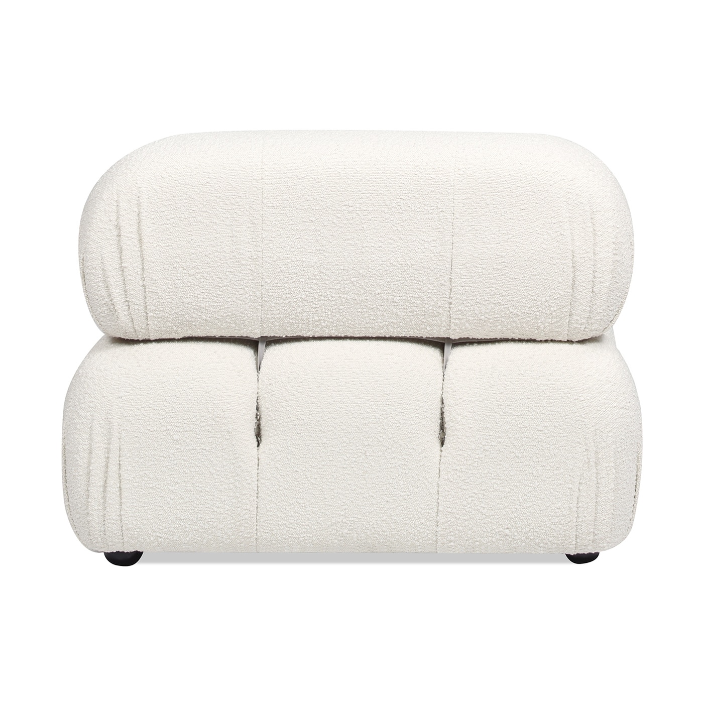 Ivory White Bouclé Modular Lounge Chair with Padded Arm