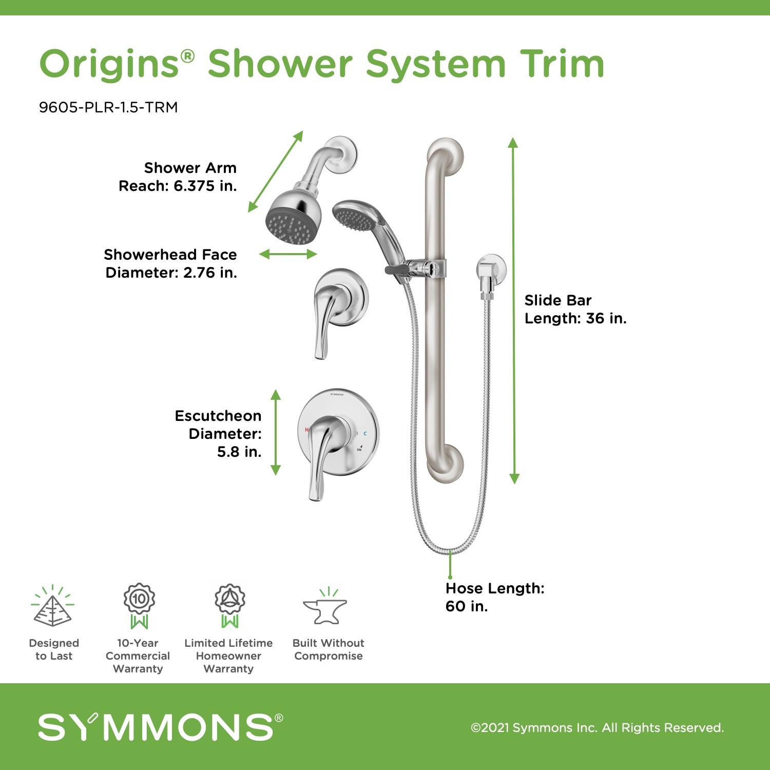 Symmons 9605-PLR-1.5-TRM Tub-Shower-Faucets - View #2
