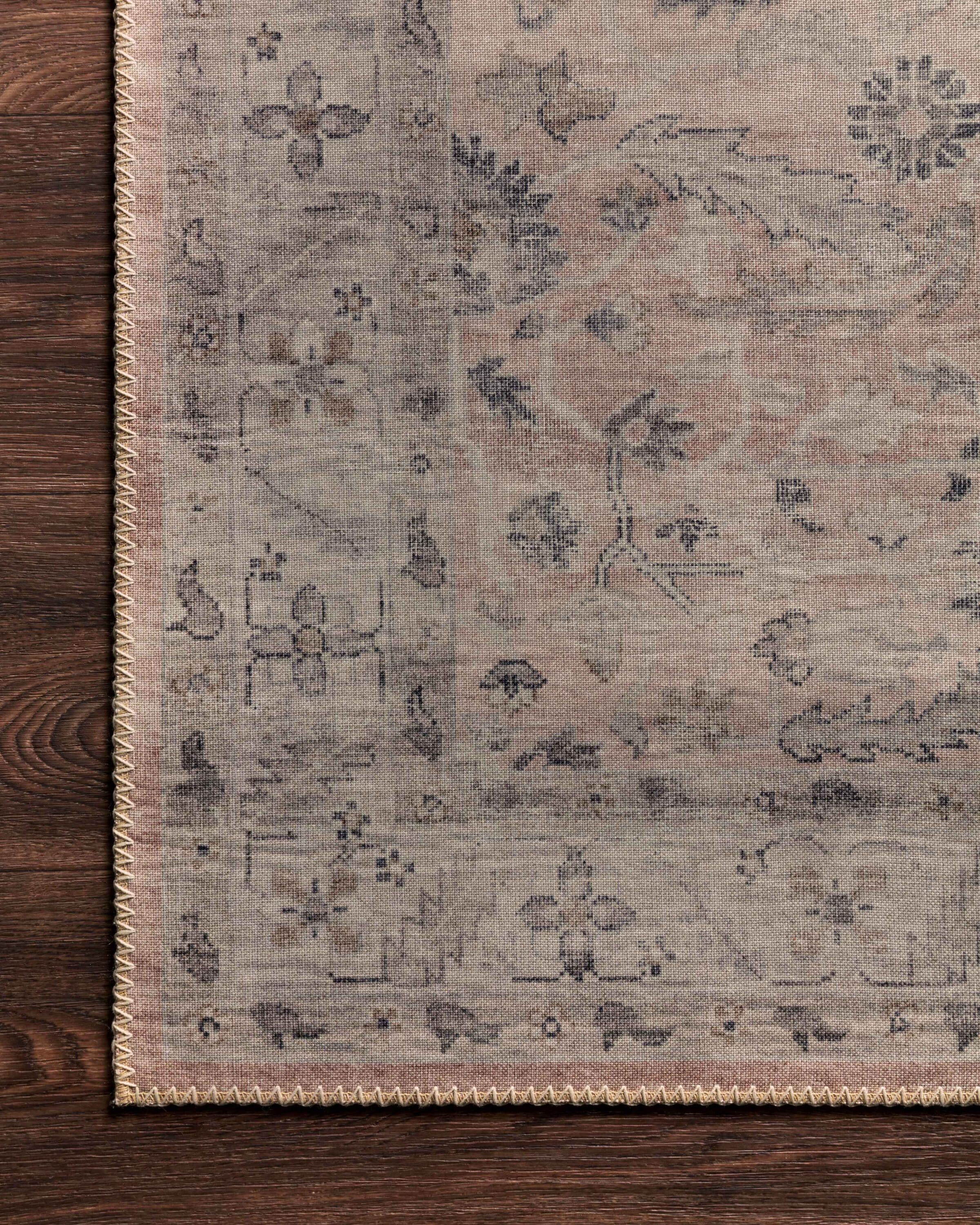 Ivory and Blush Oriental Synthetic 4' x 6' Reversible Rug