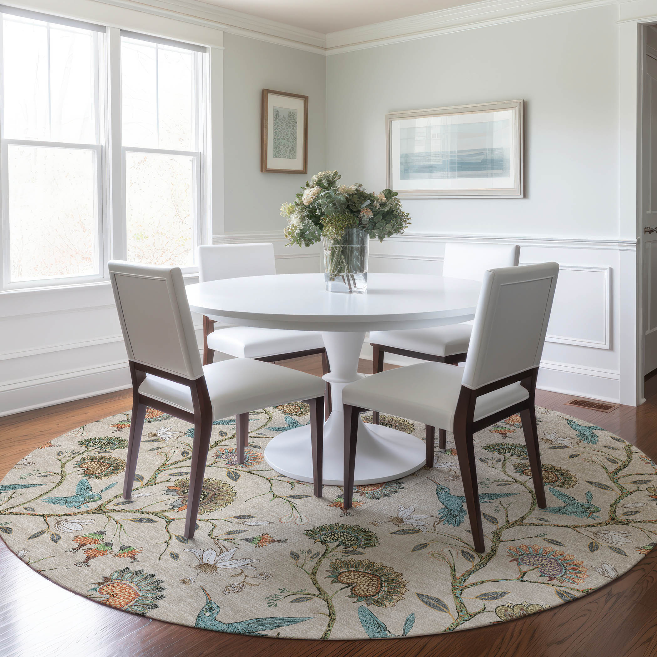 Addison Rugs AMF174BE8RO Mayfield AMF174BE 8 x 8 (ft) Loomed Polyester Beige Round Indoor Geometric Machine washable Area rug