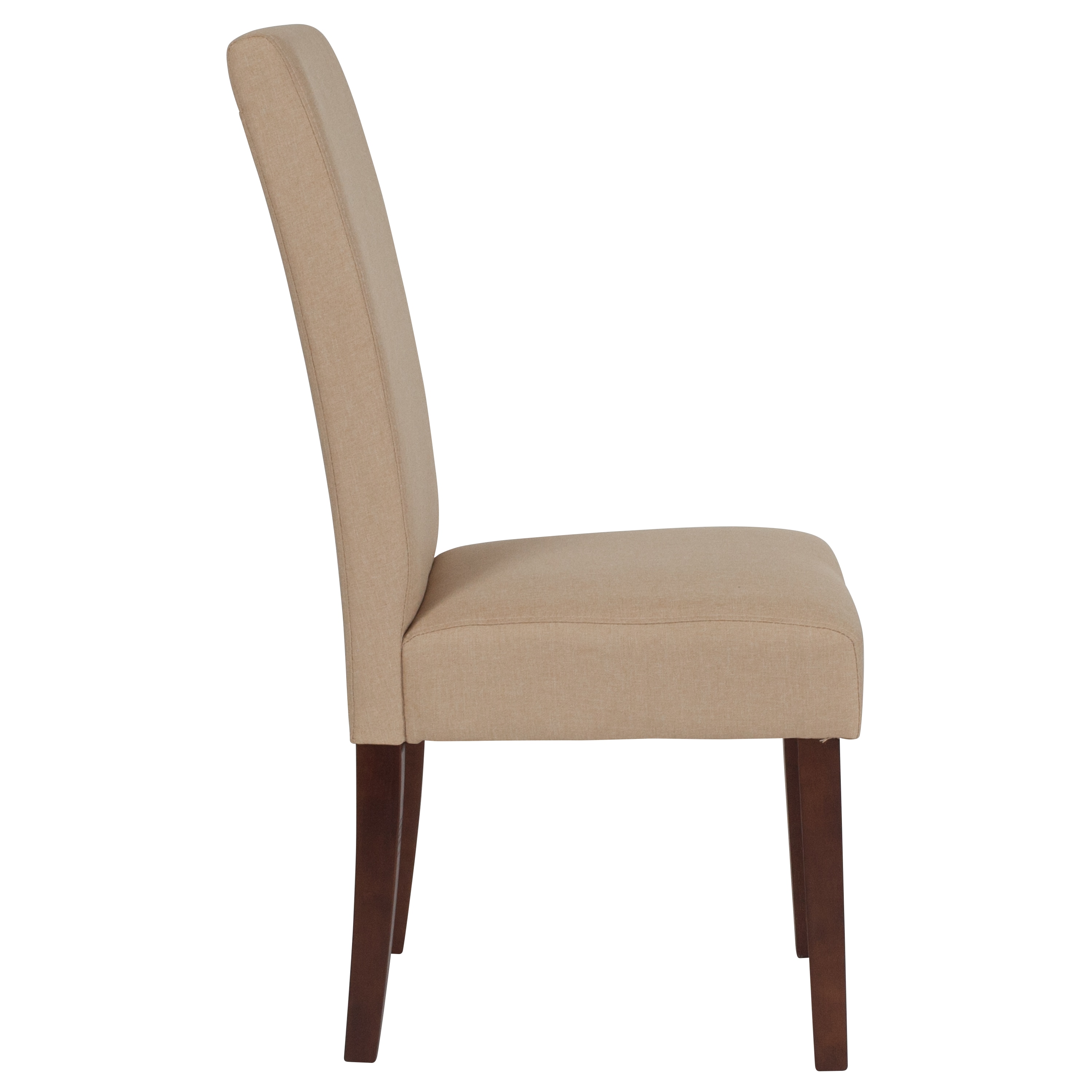 Elegant Parsons High-Back Side Chair in Beige with Solid Wood Legs