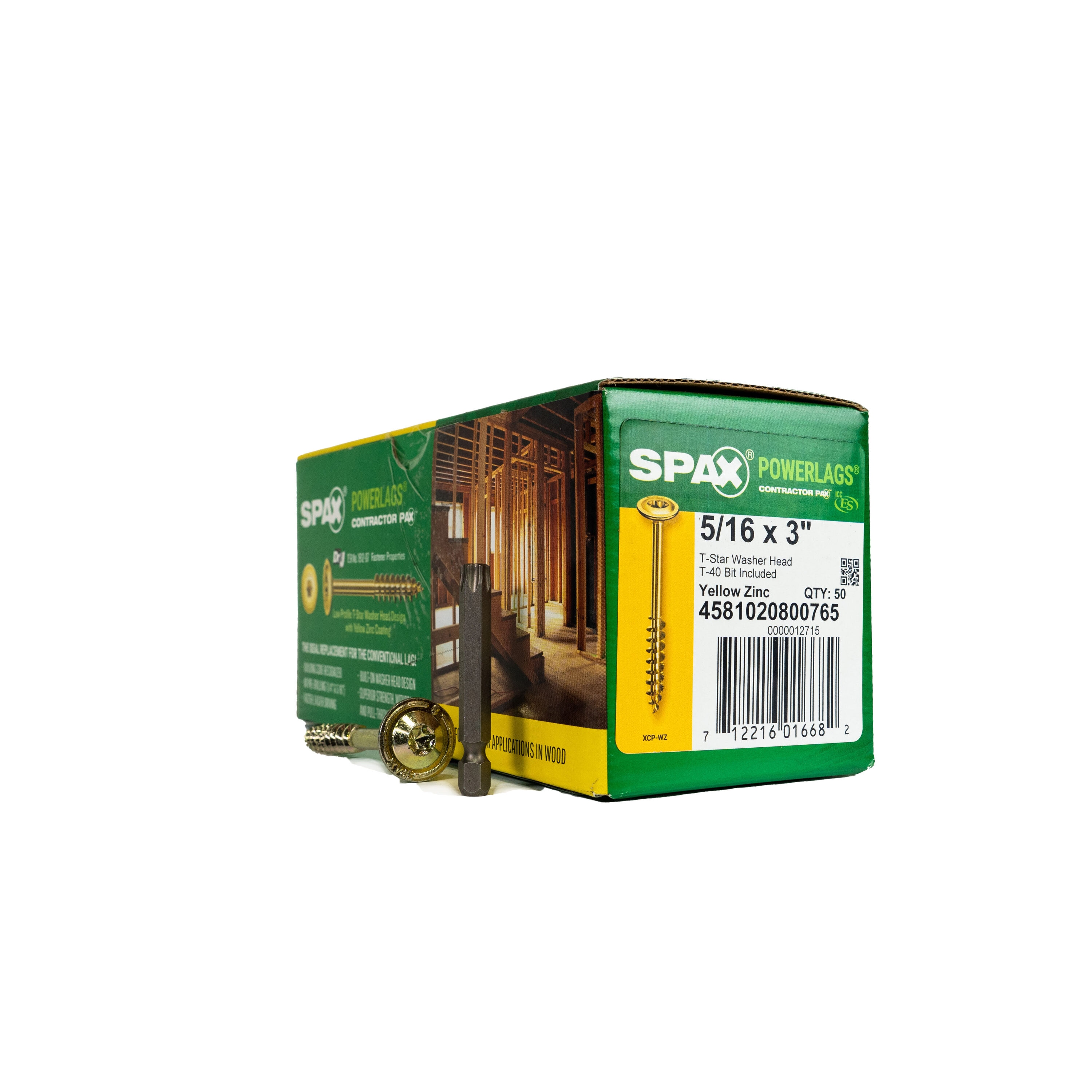 SPAX 4581020800765 5/16-in x 3-in Yellow/Gold Zinc-Plated Washer -Head Interior Structural wood screws 50 -Pack