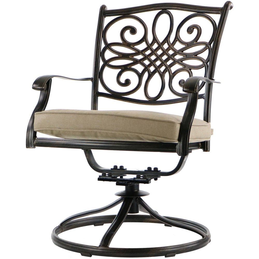 Hanover Traditions 9-Piece Bronze Aluminum Patio Dining Set with Beige Cushions