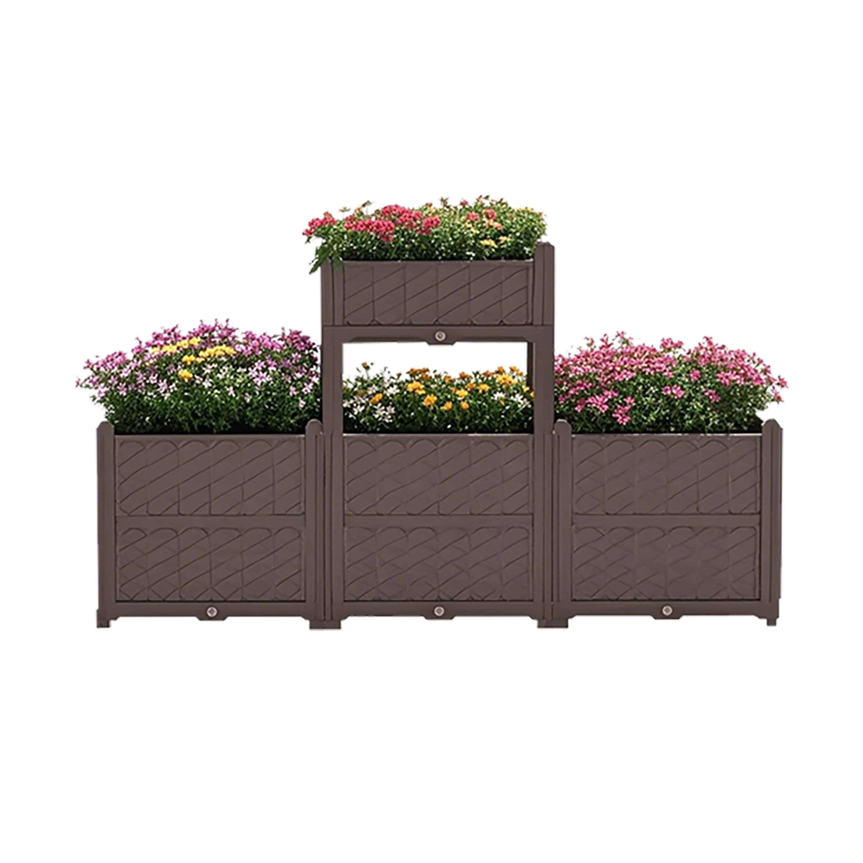 Damerin AGOP-19 Raised Garden Bed 62.8-in W x 14.6-in H Coffee Garden Trellis For Climbing Plants For Cucumbers For Roses For Tomatoes
