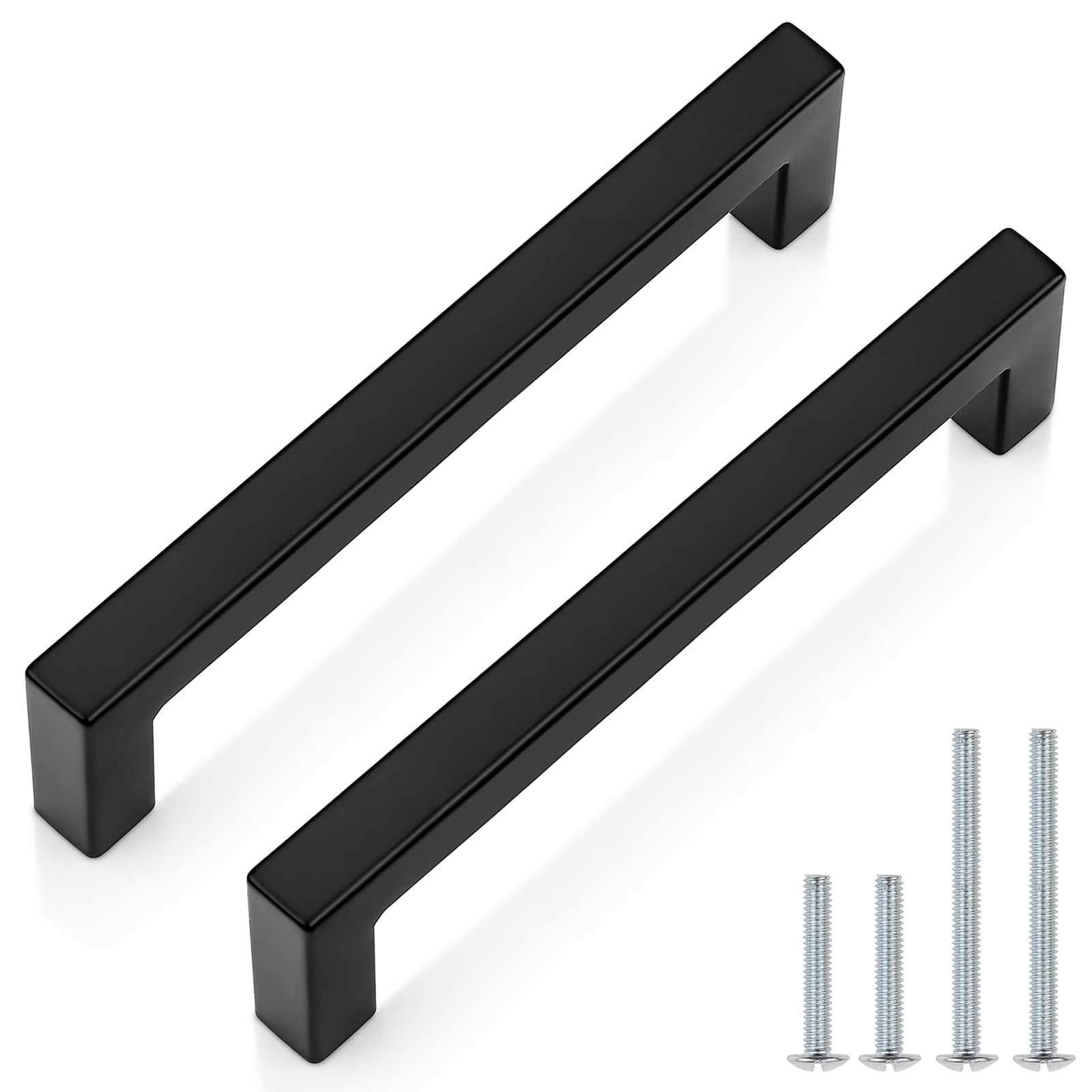 LILILIAN FMY  5 Pack 5 Inch Hole Center Stainless Steel Black Cabinet Handles Kitchen Drawer Pulls Square Bar Hardware durable home and garden