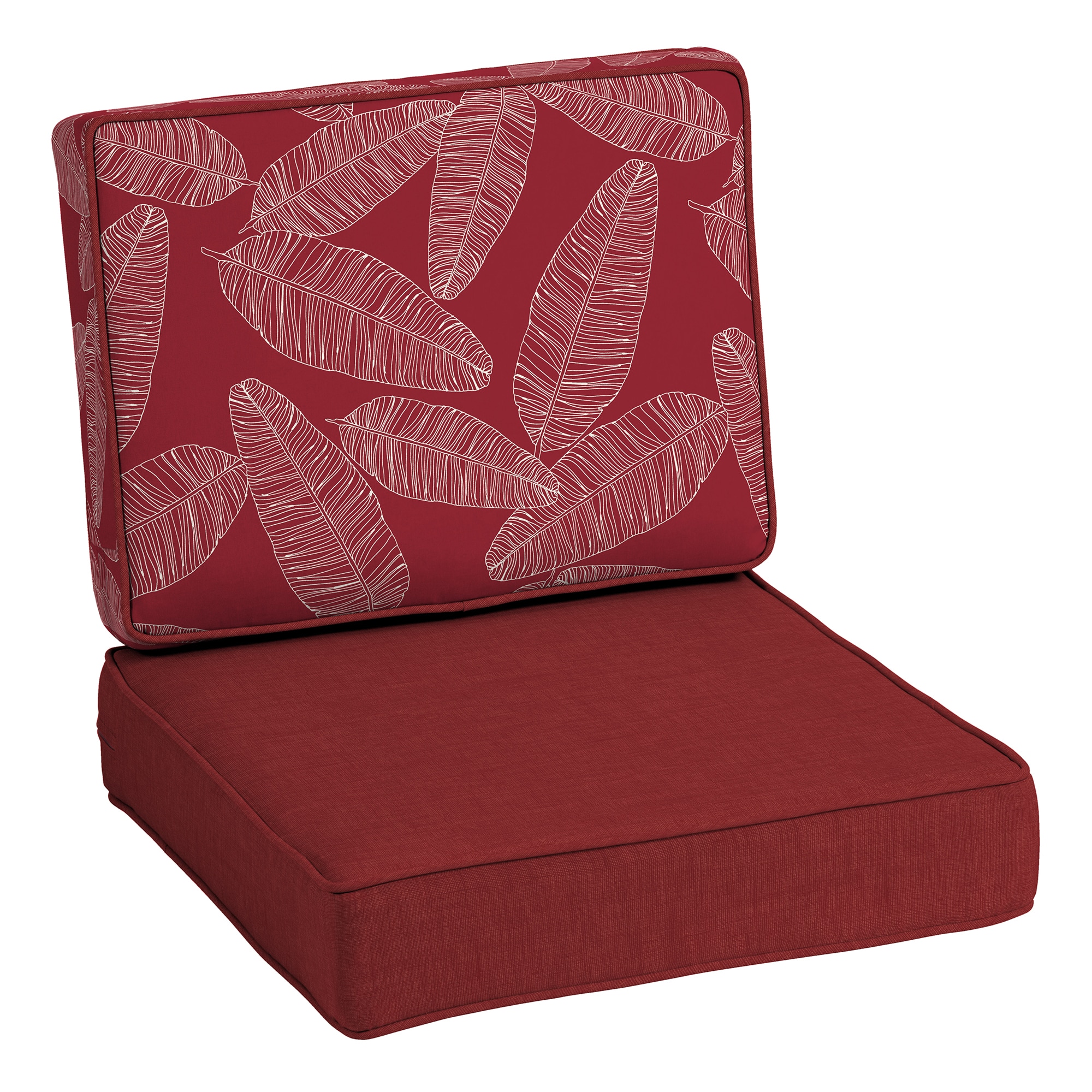 ARDEN ZP05F08A-DKZ1 ProFoam Essentials 24-in x 24-in Red Leaf Palm Deep Seat Patio Chair Cushion