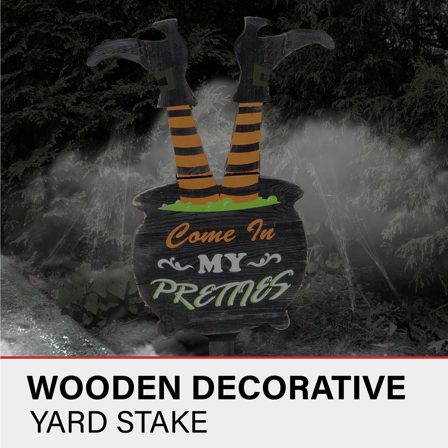 Haunted Hill Farm HHWOODWTCH-0BL Table-Halloween-Decor - View #2