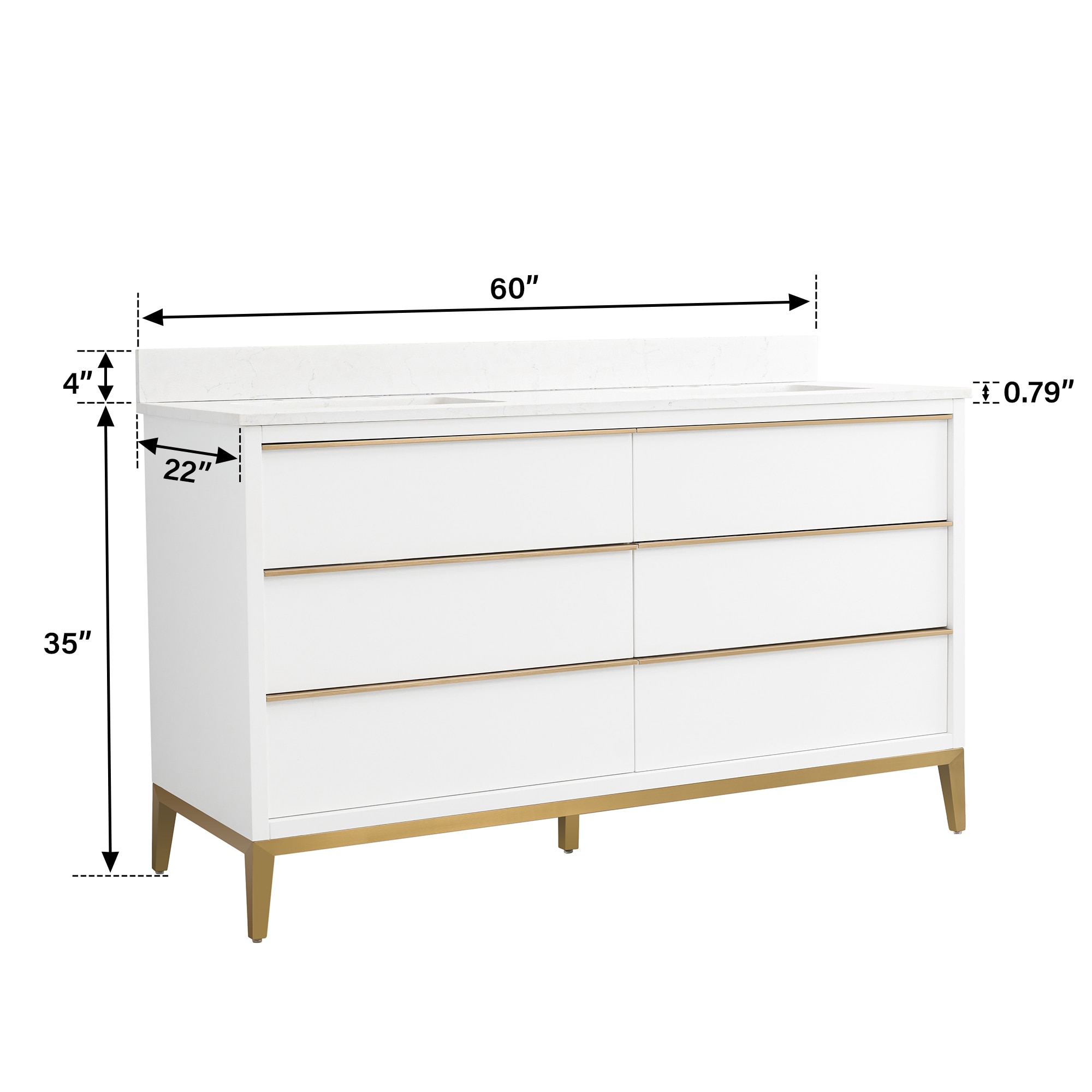 WELLFOR NOLAN60QZ-WT Bath-Vanity-Combo - View #6