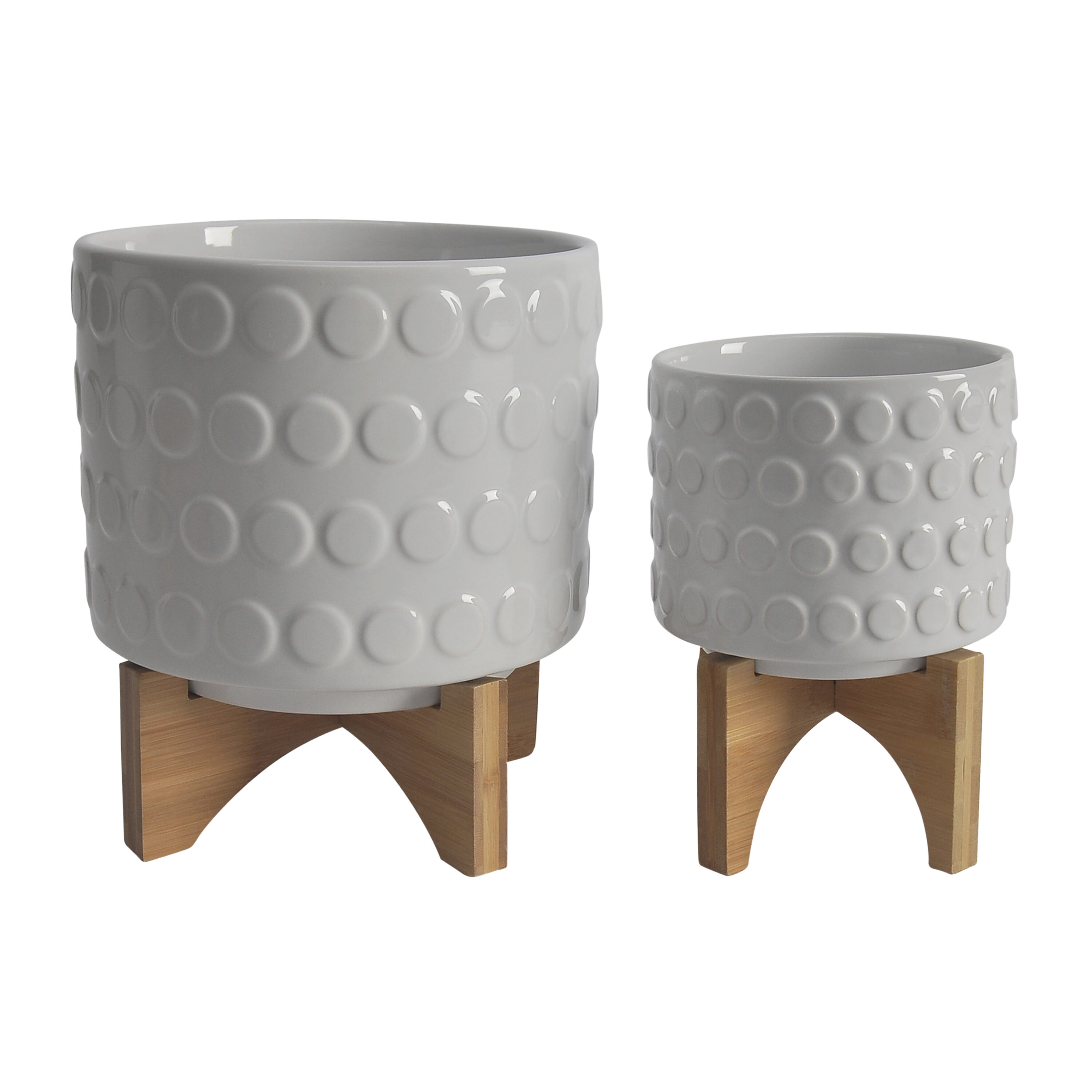 Sagebrook Home 15033-09 Round 8-in W x 11-in H White Ceramic Indoor/Outdoor Planter