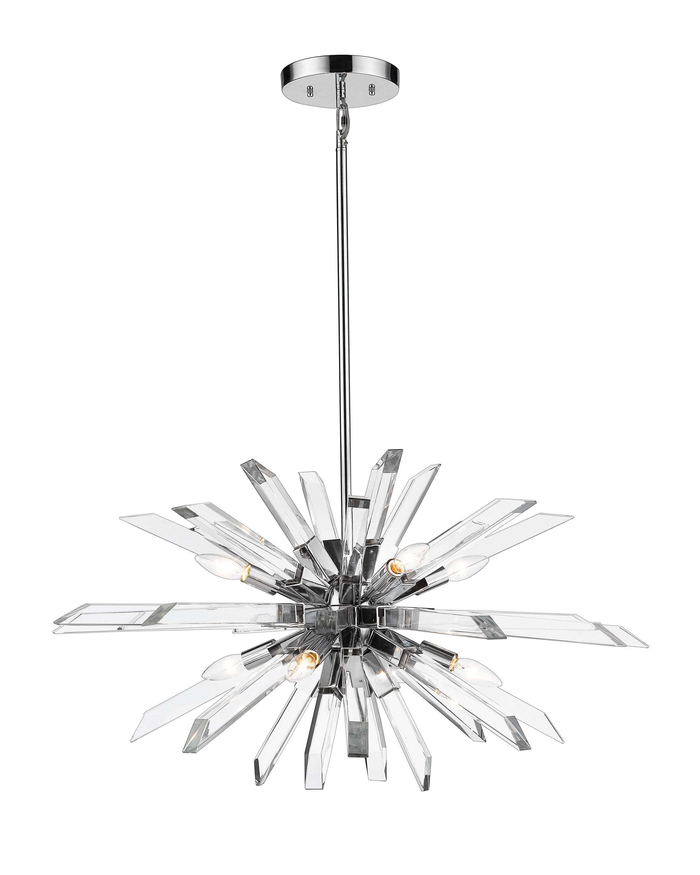 Z-Lite 4003-8L-CH Burst 8 -Light Polished Chrome Modern/contemporary Crystal For Use in Bedrooms, Dining Rooms, Foyers, Kitchens, Living Rooms Chandelier