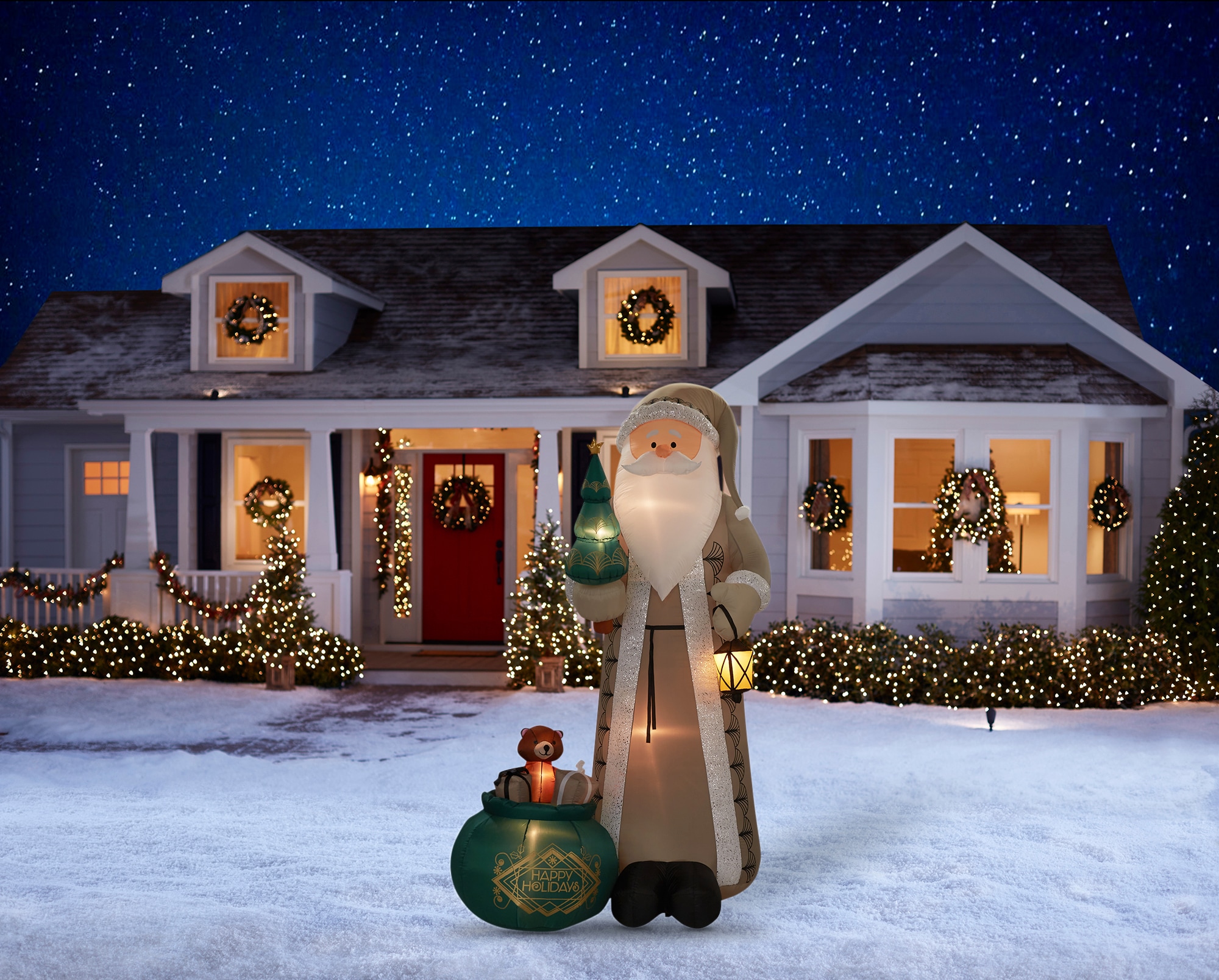 Gemmy 9.5-ft Lighted Santa Christmas Inflatable At Lowes.com