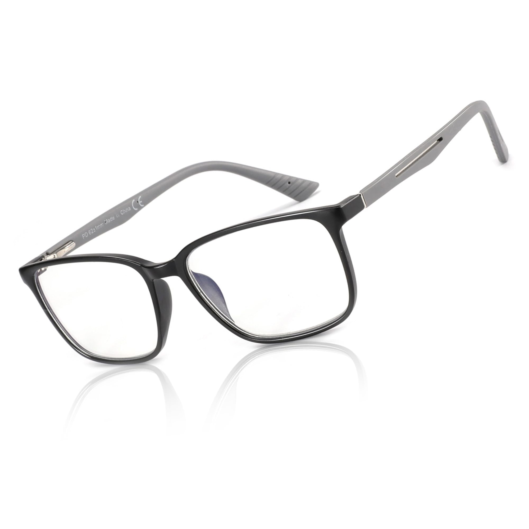 Phyfalip  Blue Light Reading Glasses for Men Sport Square Frame Anti Glare Computer Readers Flexible Spring Hinges UV Protection Scratch Resistant