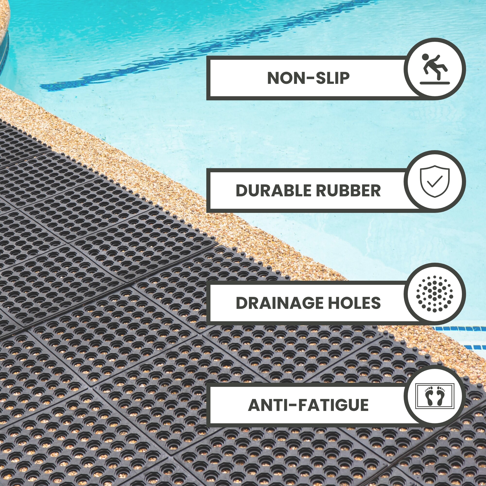 Drainage Holes Interlocking Design Safety Grid Mattings Rubber