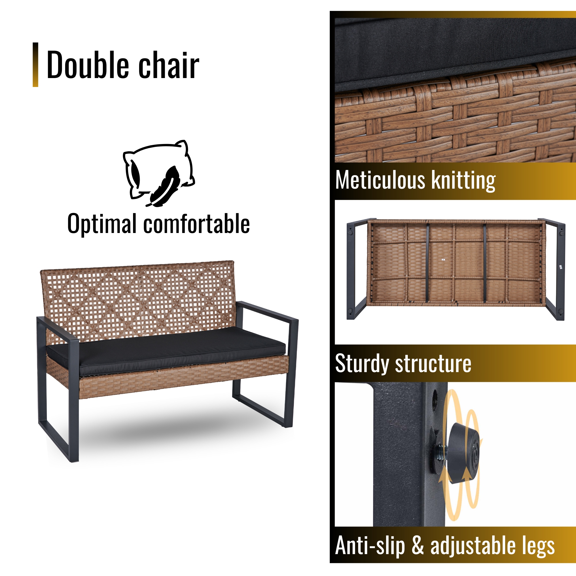 Hrinhom HC-OT04-LIGHT BROWN Patio-Conversation-Sets - View #8