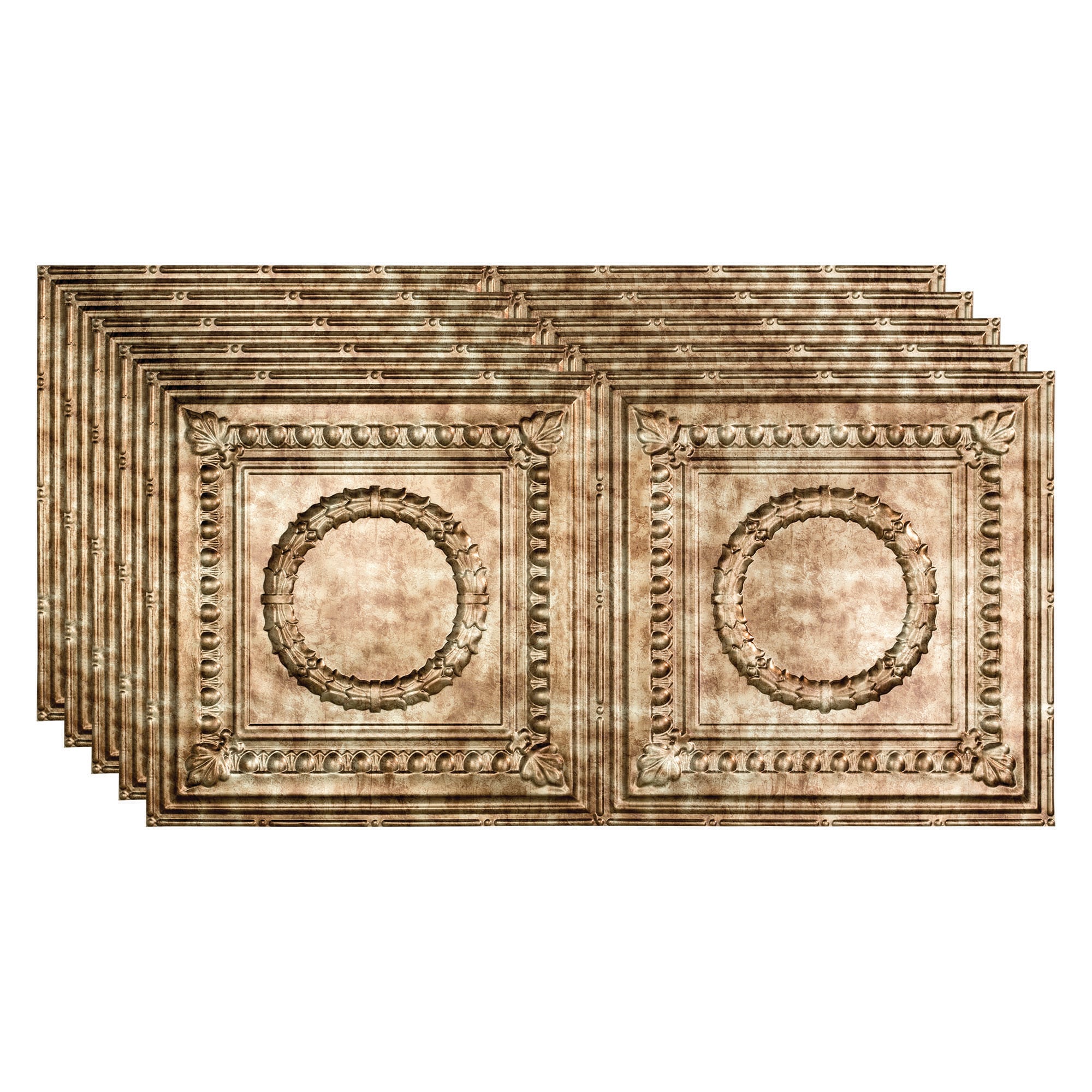 Fasade PG5417 4-ft x 2-ft Rosette Bermuda Bronze PVC Surface-mount Ceiling Tile ( 5 -Pack, 40-Sq. Feet / Case )