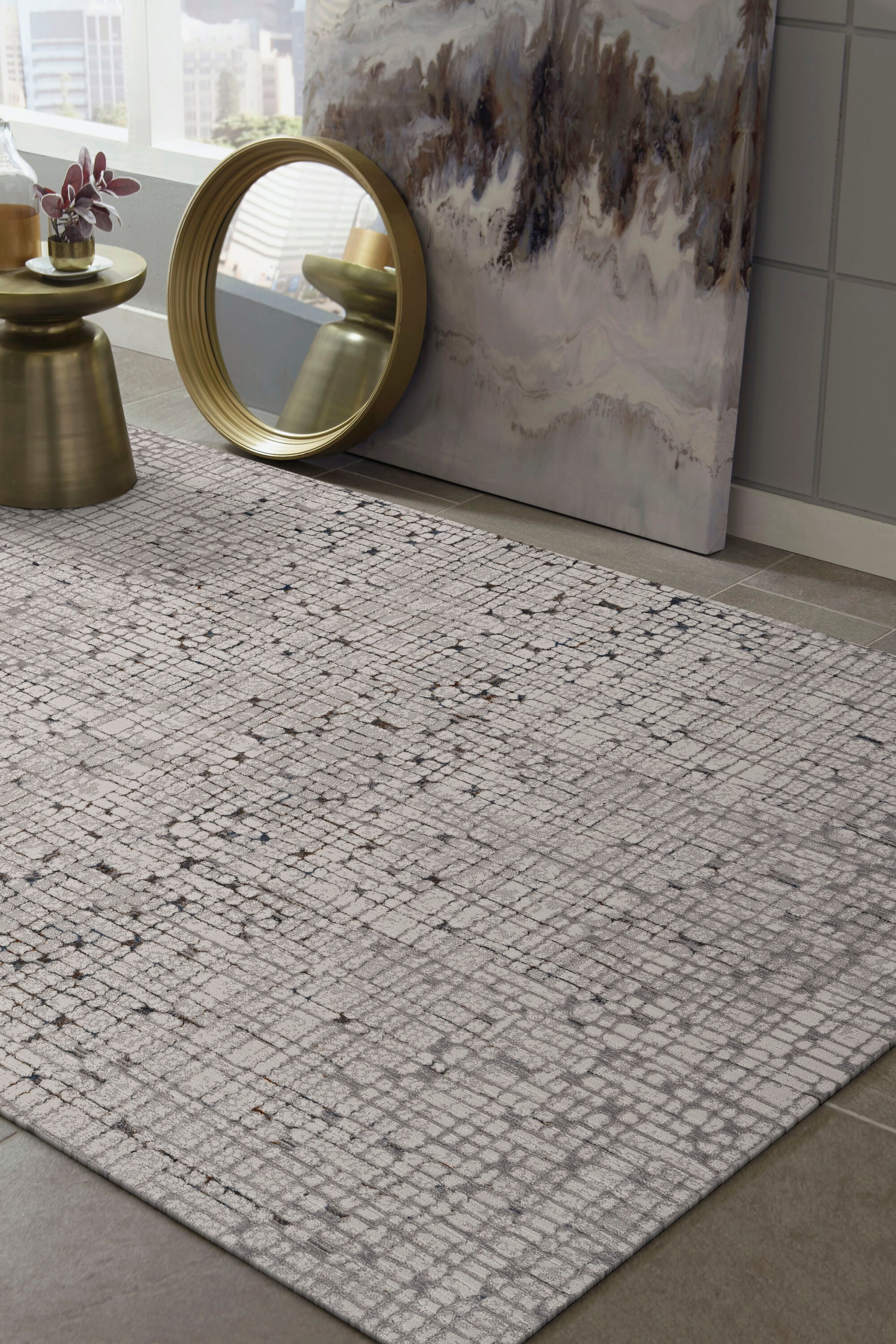 Everyday Woven EVE750553X77 5 x 7 (ft) Polyester Grey Rectangular Indoor Geometric Mid-Century Modern Area rug