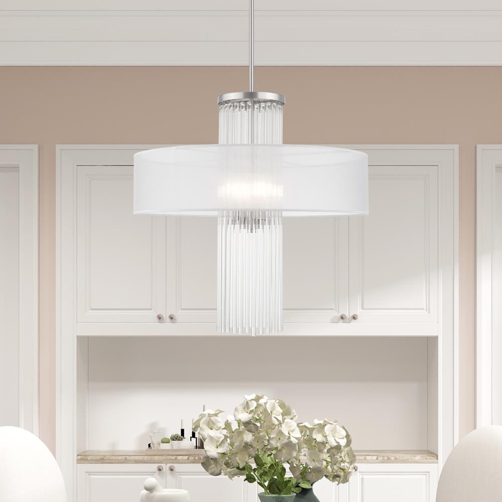 Alexis Elegant 4-Light Brushed Nickel Pendant with Crystal Rods
