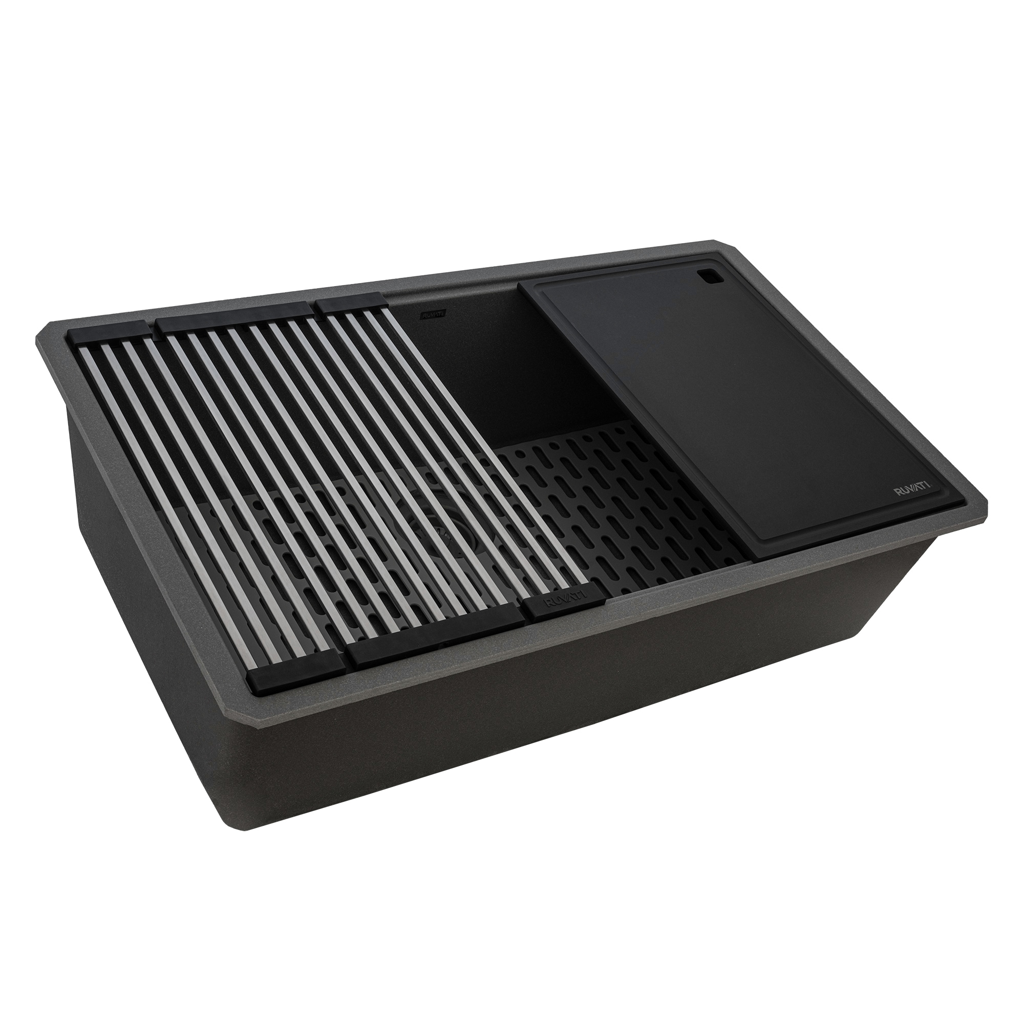 Ruvati RVG2306UG epiStage Undermount 32-in x 19-in Composite Single bowl Workstation Kitchen Sink