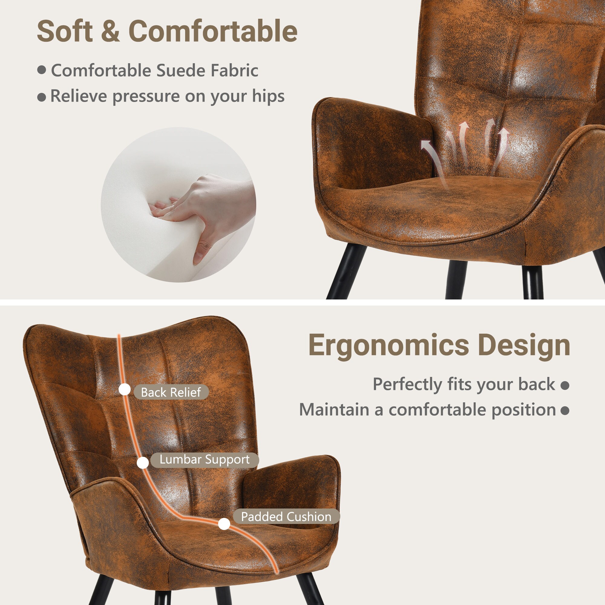 Homy Casa KYIWQ WALNUT 2 Dining-Chairs - View #6