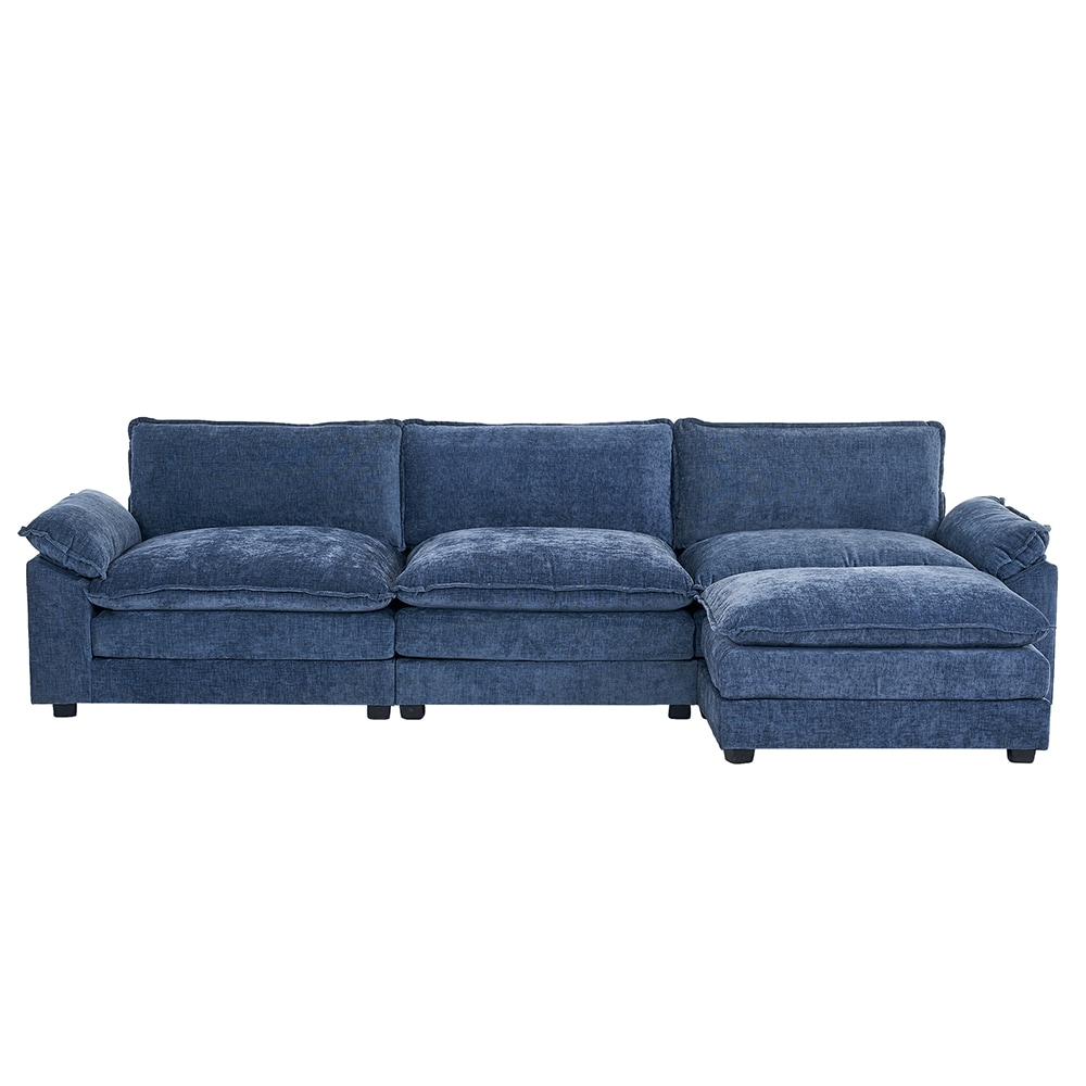 Outopee 120 in Modern Blue Chenille Sectional L1G52002555 57 at Lowes