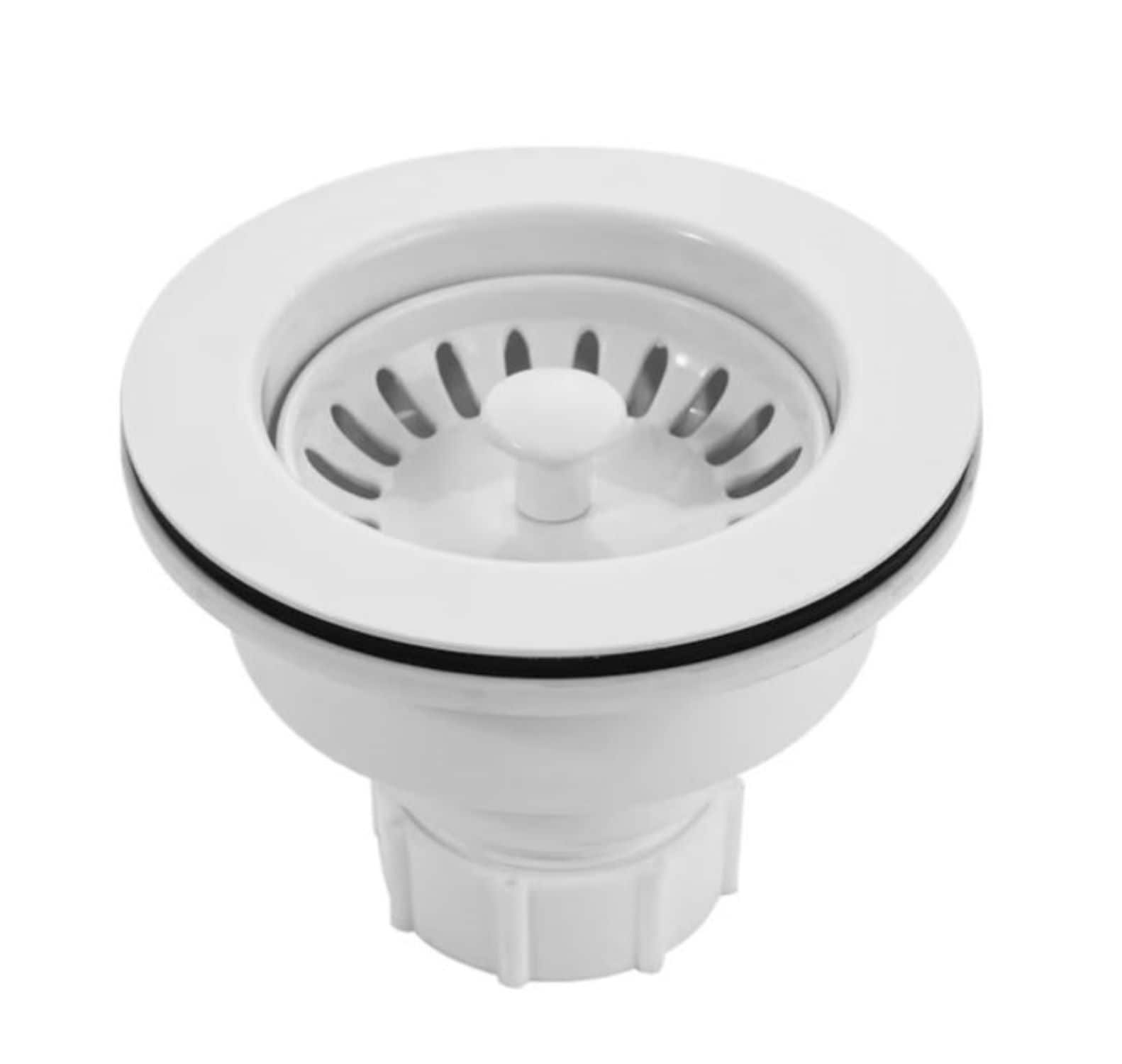 allen + roth KY-1099WH 4.5-in Plastic Rust Resistant Strainer with Lock Mount Included