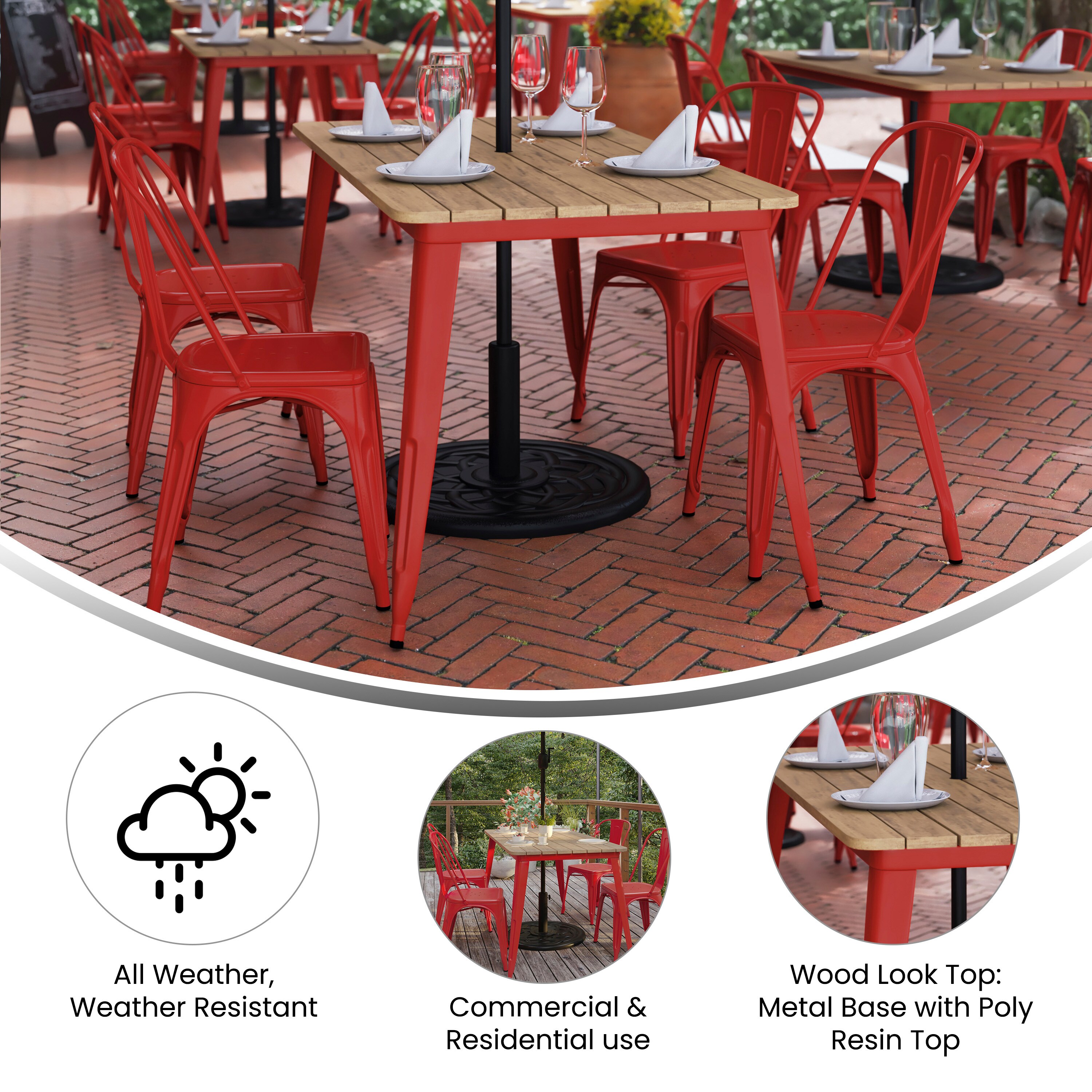 Taylor & Logan Ani Brown Top/Red Frame Contemporary/Modern Dining Table ...