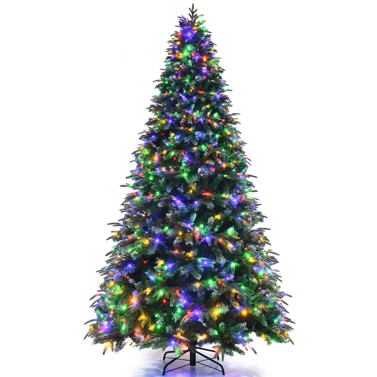 WELLFOR Remote Control Tree 8-ft Pre-Lit Flocked Artificial Christmas Tree with LED Lights | CM-HFY-23513US