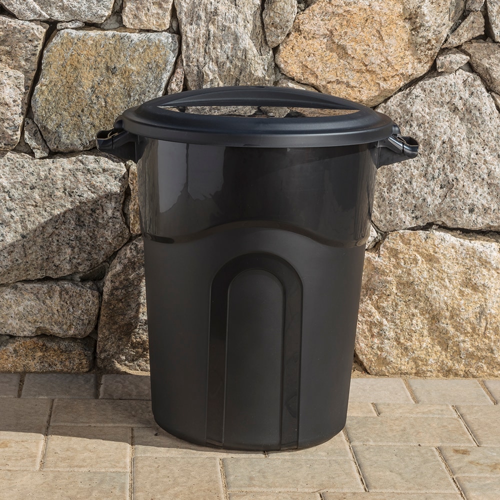 Project Source Blue Hawk 20-Gallons Black Plastic Trash Can with