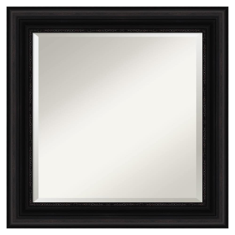 Amanti Art DSW4960865 Parlor 25.5-Inches x 25.5-Inches Framed Square Bathroom Vanity Mirror ( Satin Black )