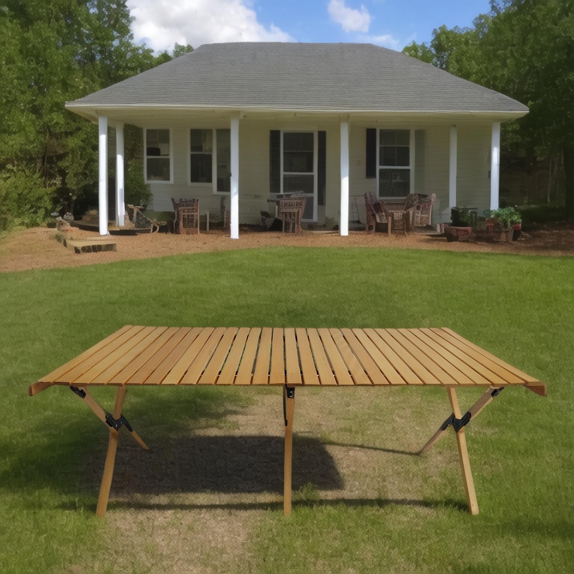 Huluwat Multi-Function Wooden Foldable Portable Patio Dining Table Natural Indoor and outdoor universal Natural